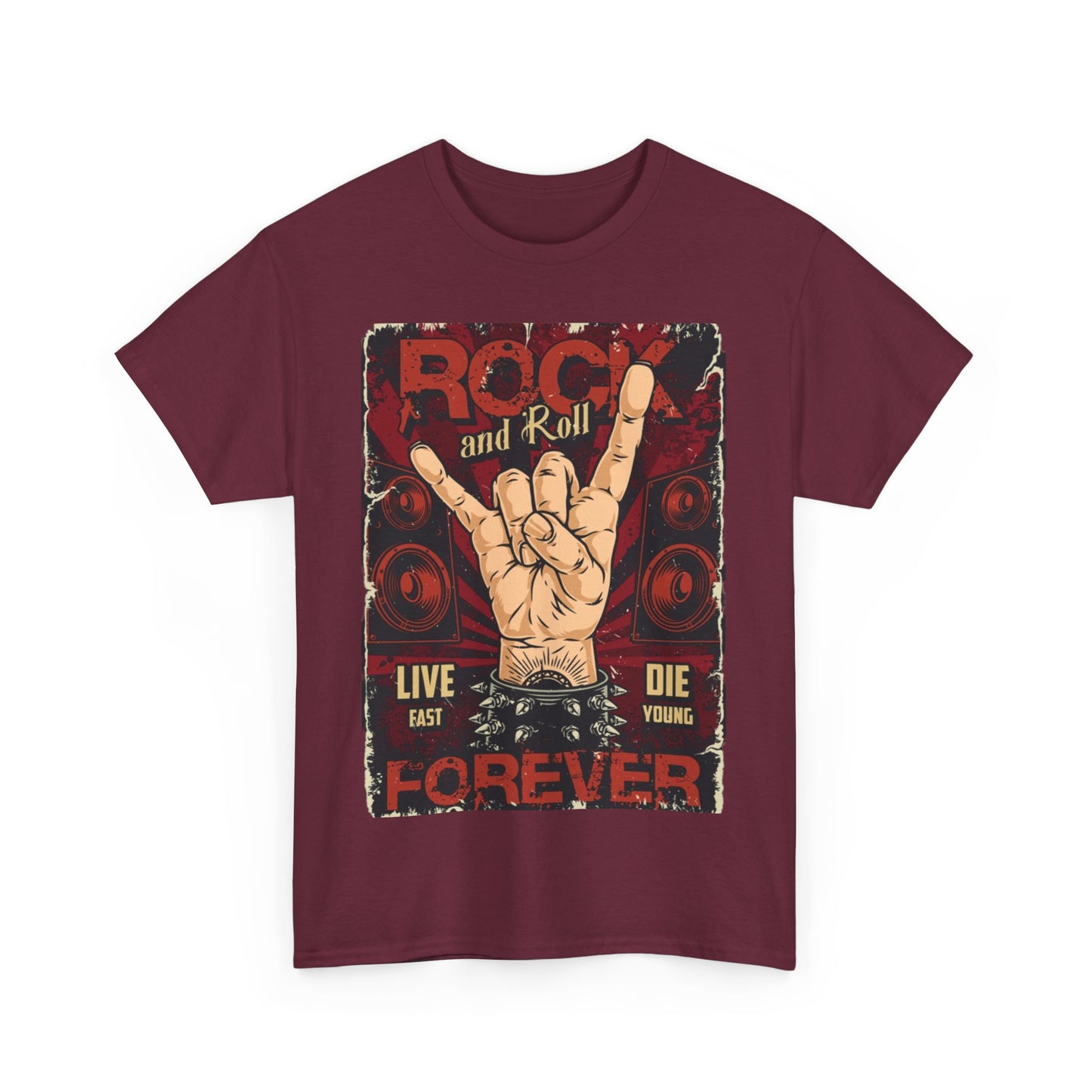 Rock and Roll Forever Hand Sign Unisex Heavy Cotton Tee - Lizard Vigilante