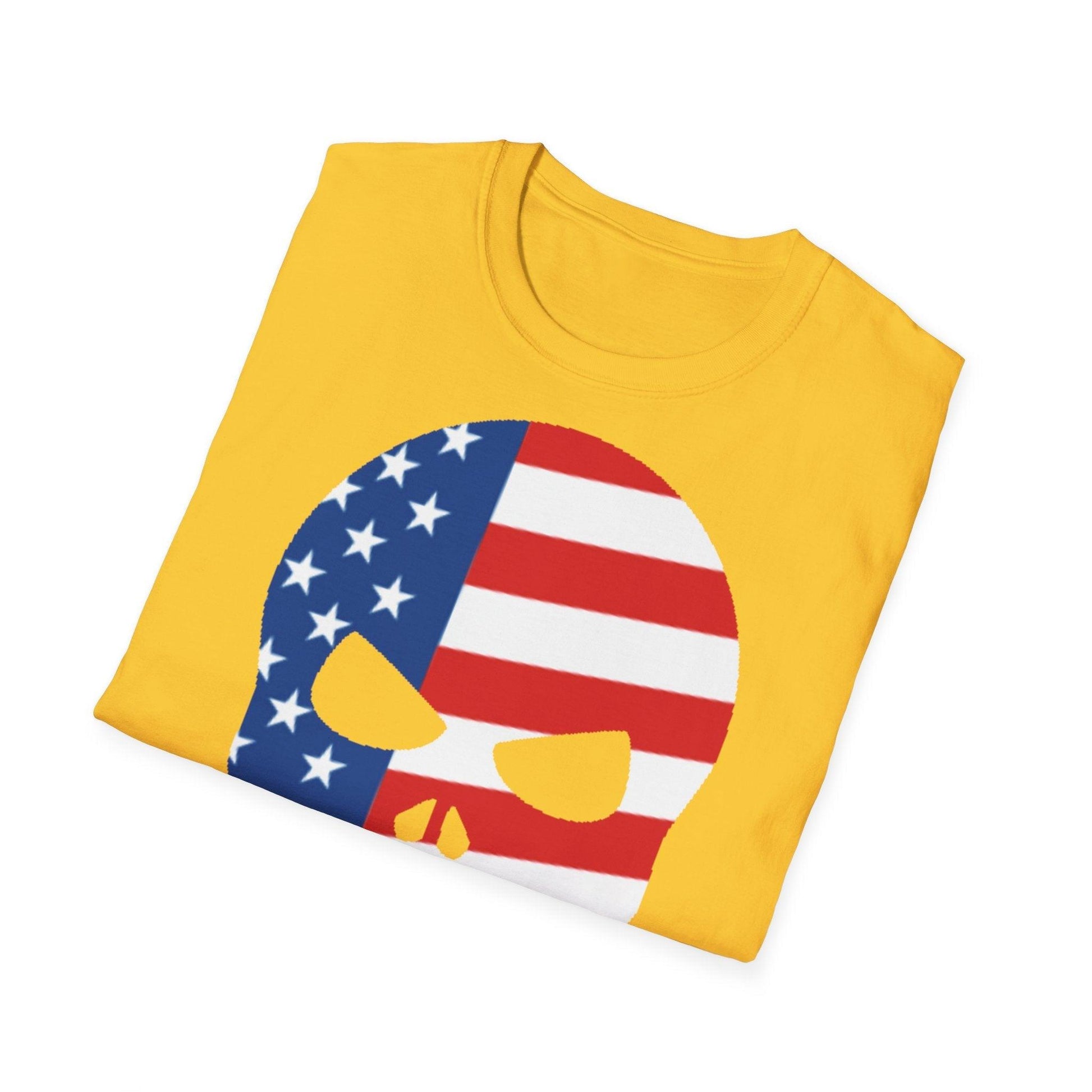 Skull American Flag Graphic Unisex Softstyle T-Shirt - Lizard Vigilante