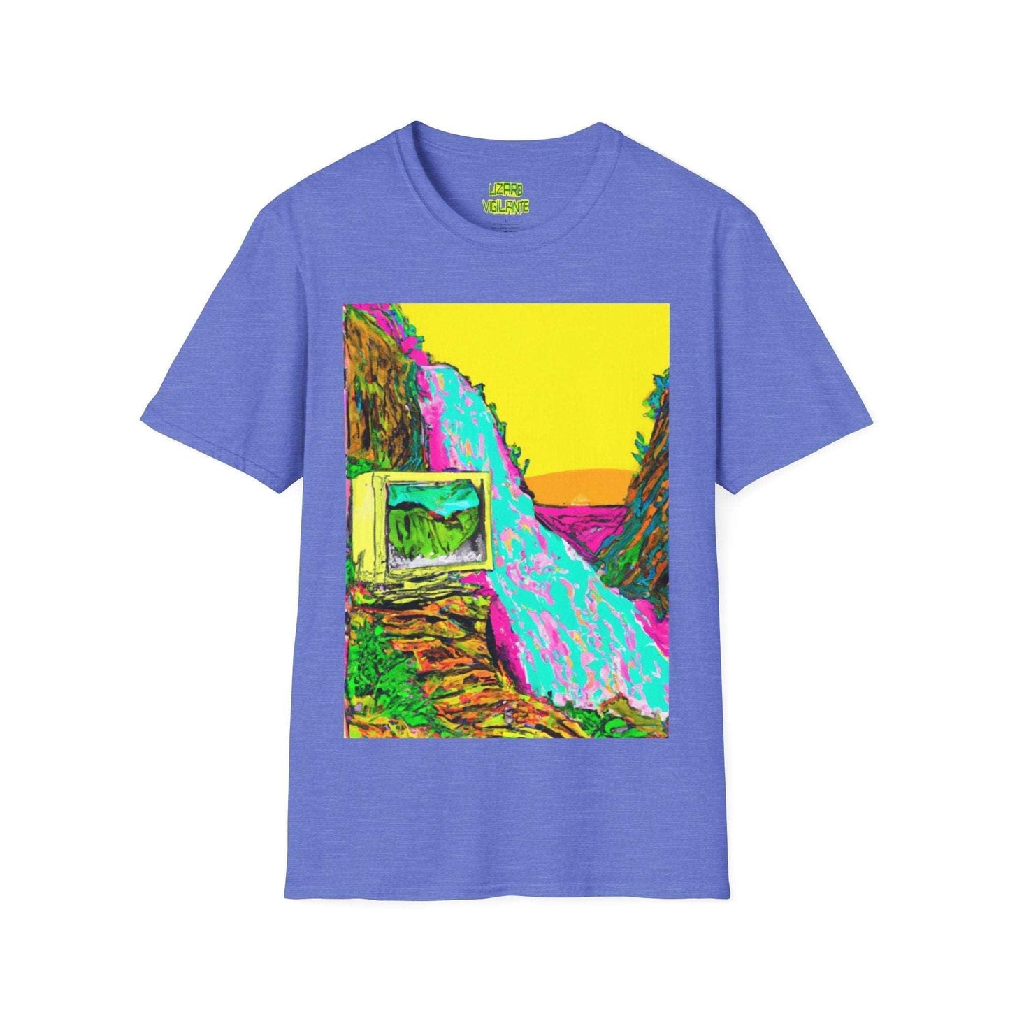 90s Monitor Waterfall Unisex Softstyle T-Shirt - Lizard Vigilante