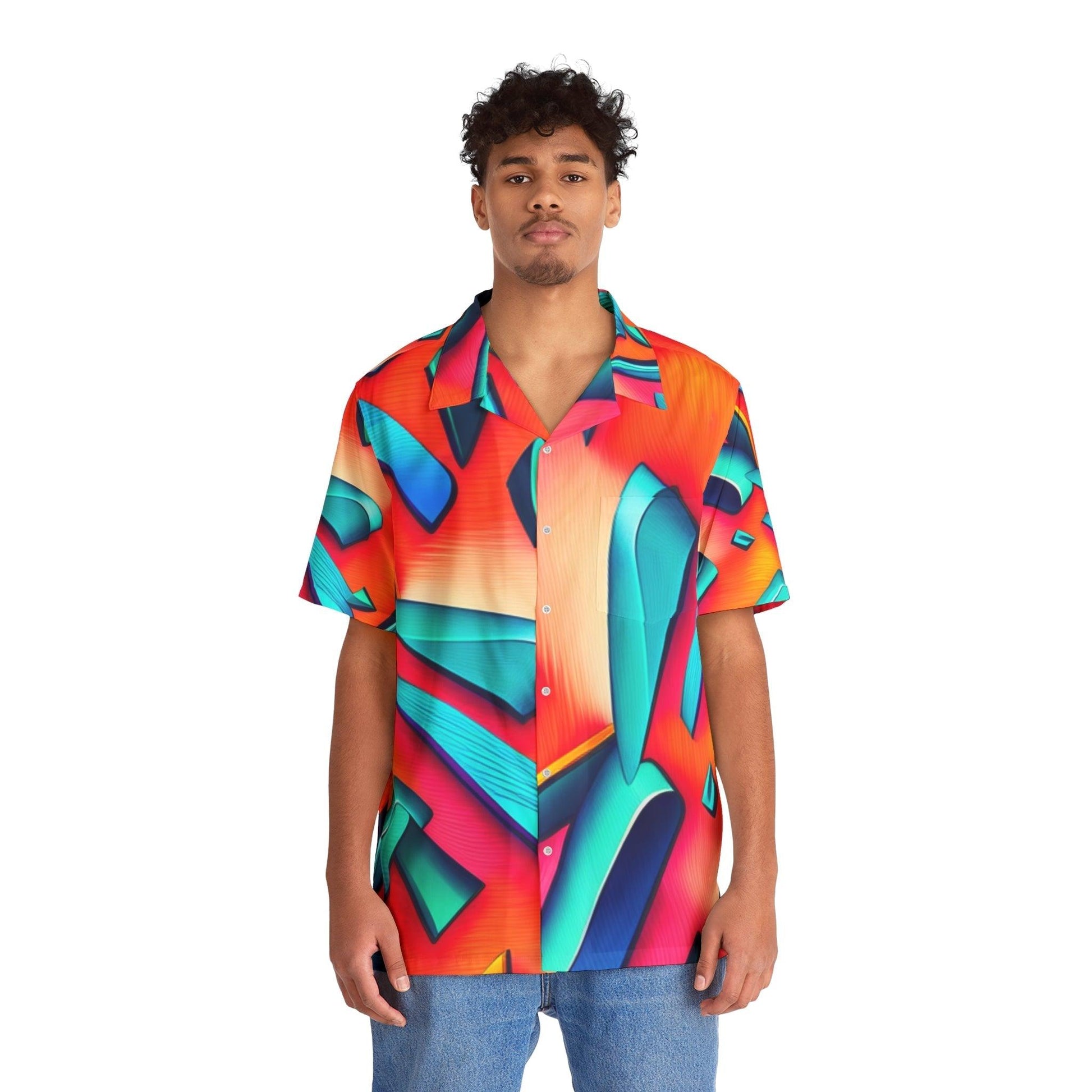 Geom Color Men's Hawaiian Shirt - Lizard Vigilante