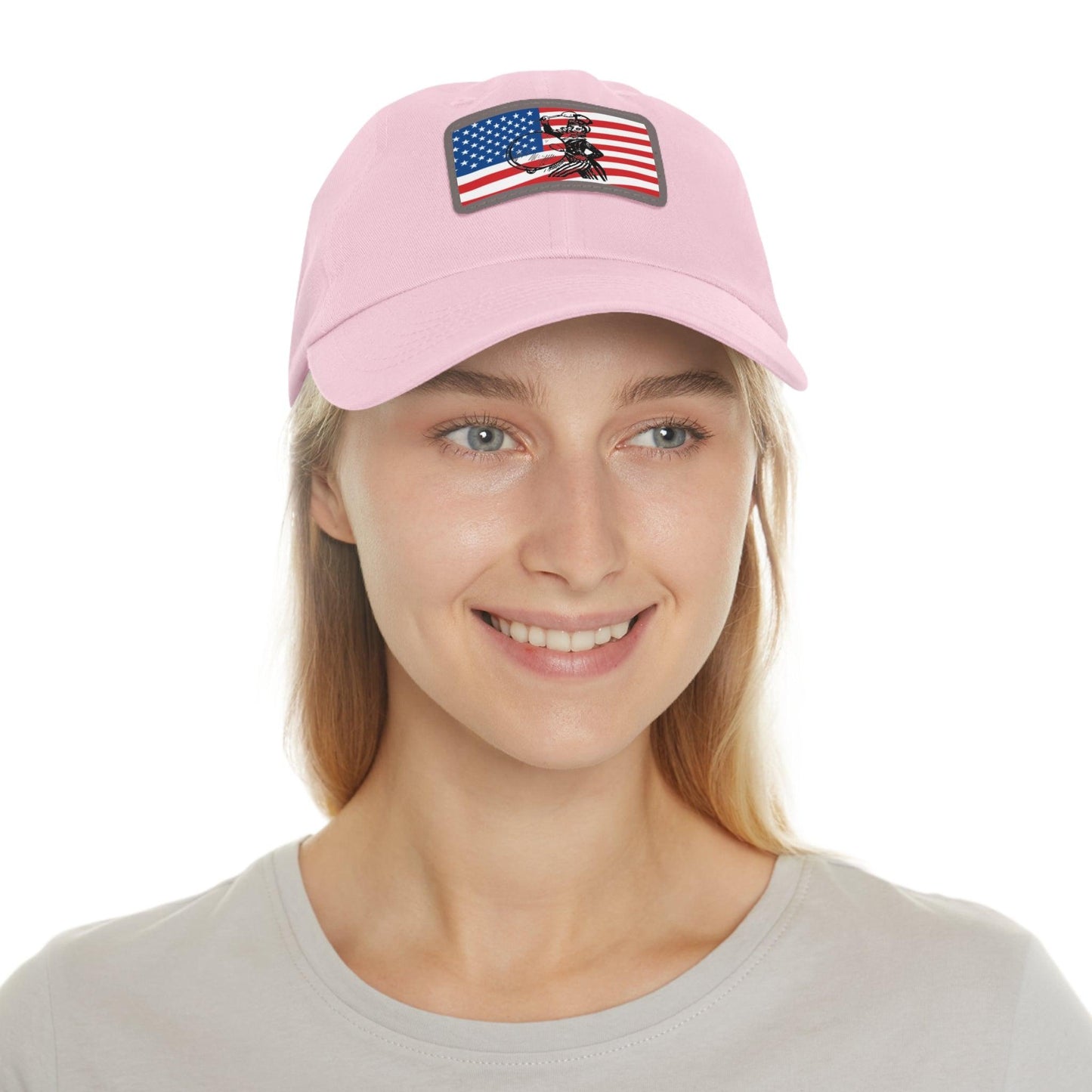 American Flag With Uncle Sam Drummer Dad Hat with Leather Patch (Rectangle) - Lizard Vigilante