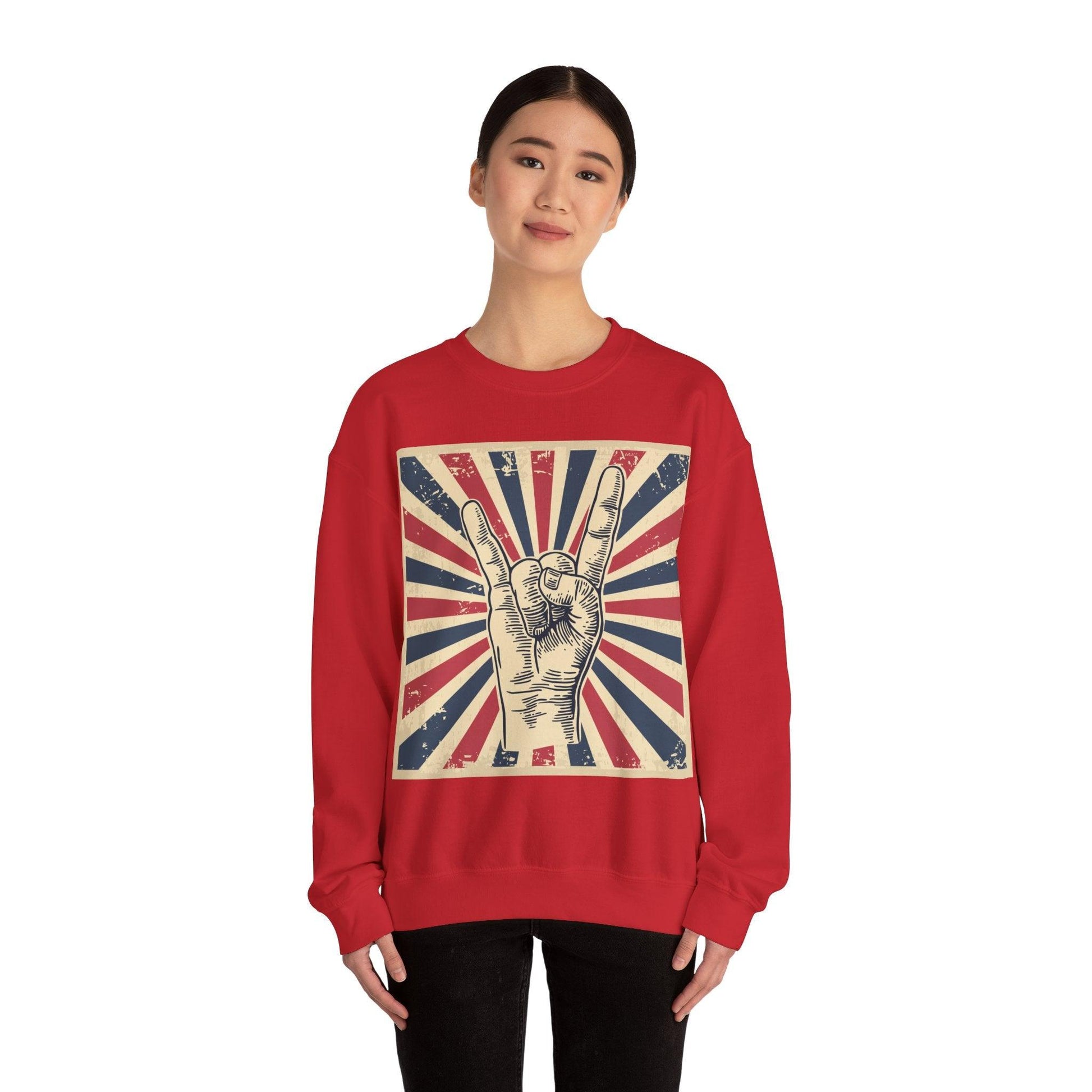 Patriotic Rock On Unisex Heavy Blend™ Crewneck Sweatshirt - Lizard Vigilante