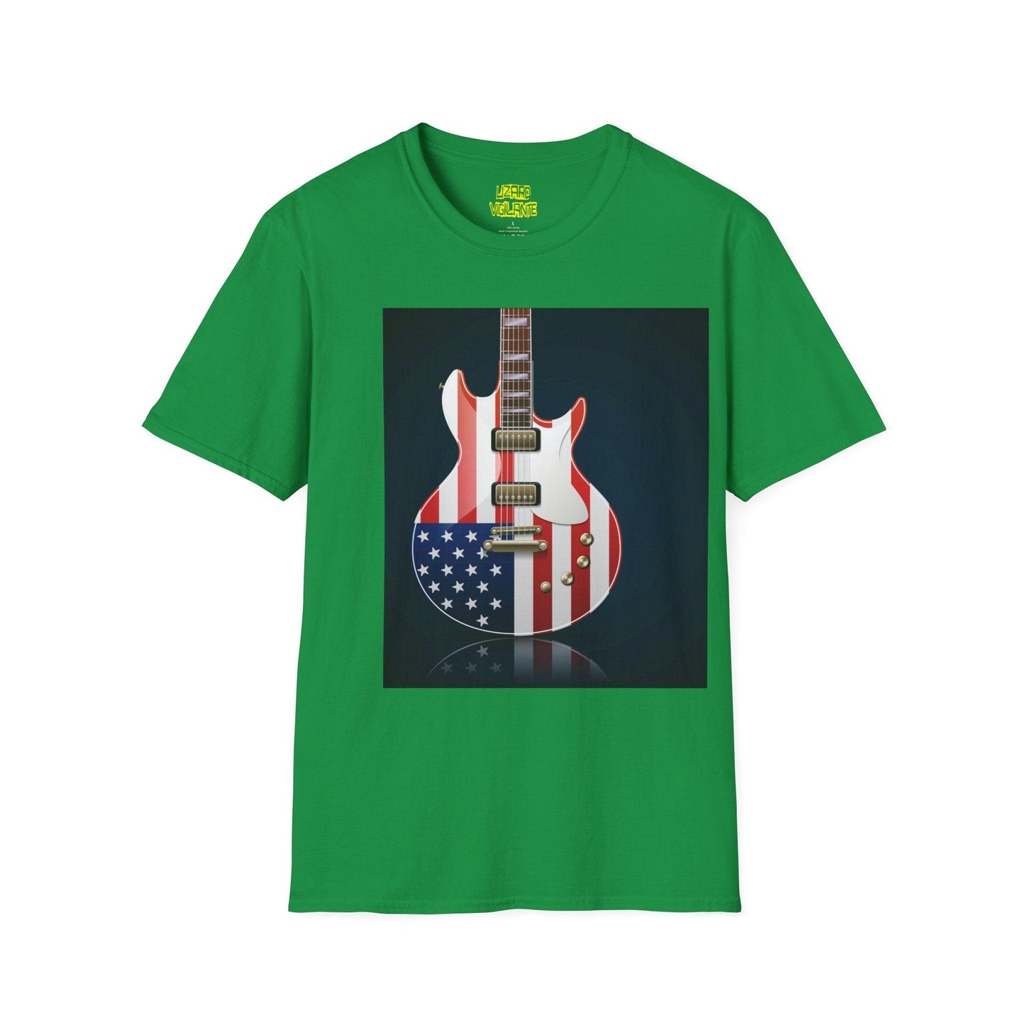 US Flag Electric Guitar Unisex Softstyle T-Shirt - Lizard Vigilante