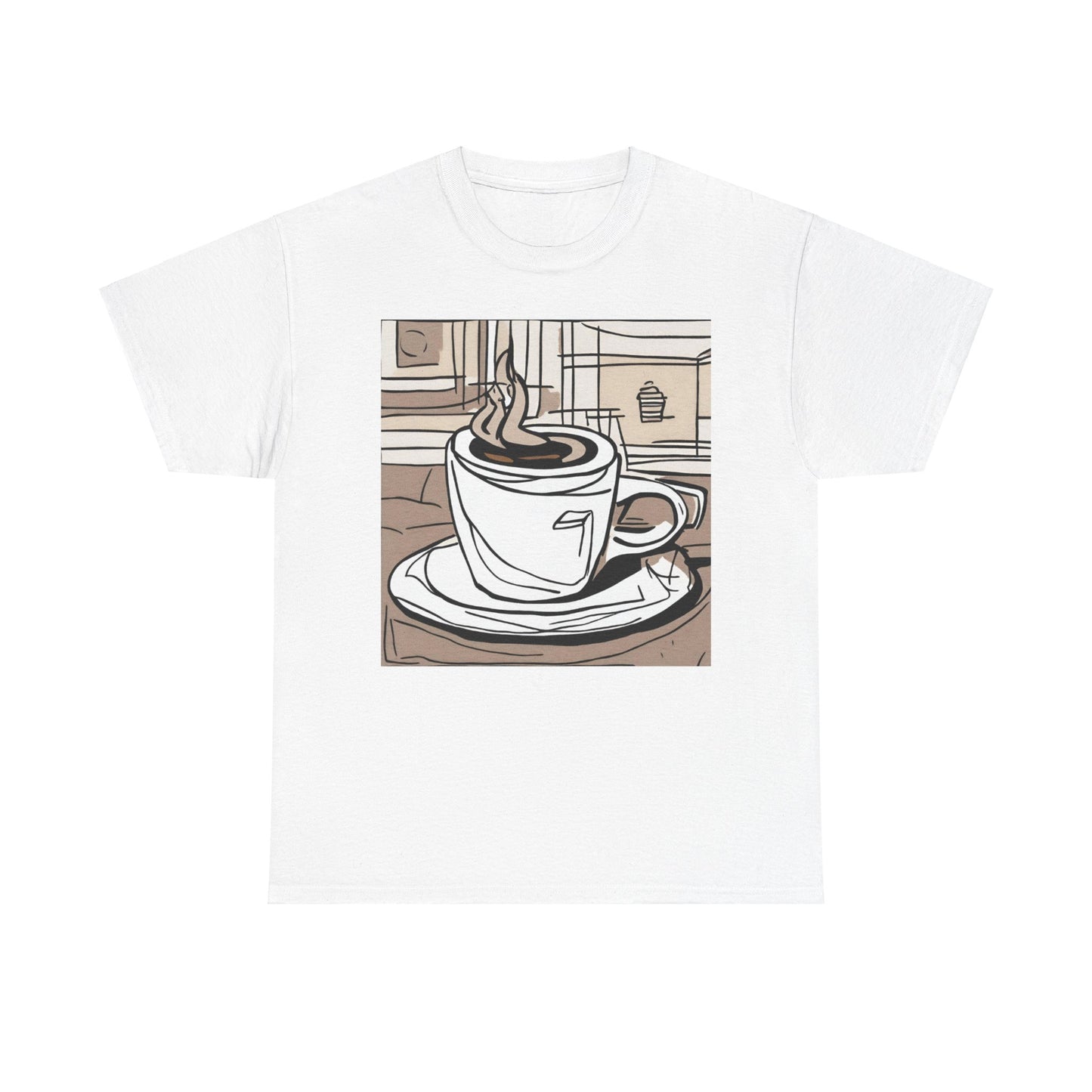 Cup of Coffee Illustration Unisex Heavy Cotton Tee - Lizard Vigilante