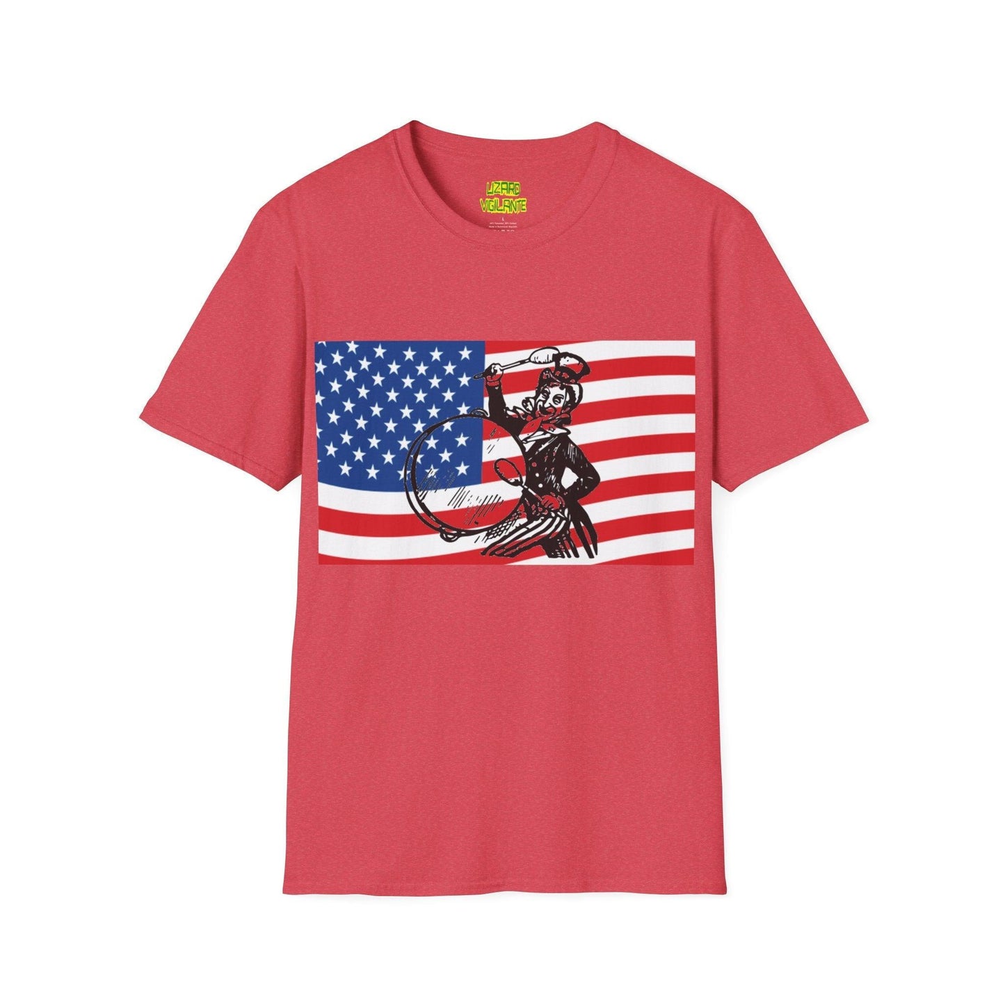 Uncle Sam Drummer American Flag Unisex Softstyle T-Shirt - Lizard Vigilante