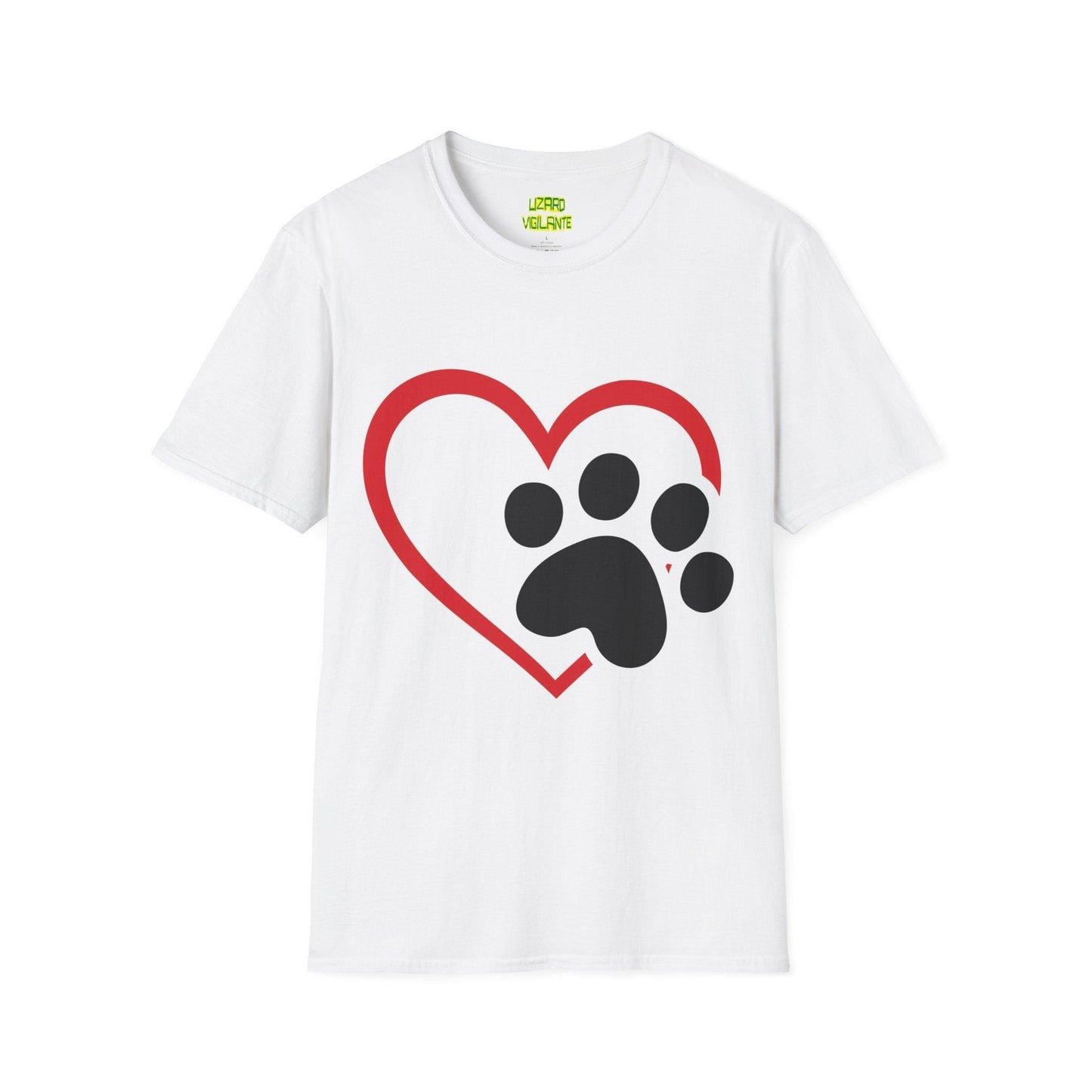 Dog Paw With A Heart Unisex Softstyle T-Shirt - Lizard Vigilante