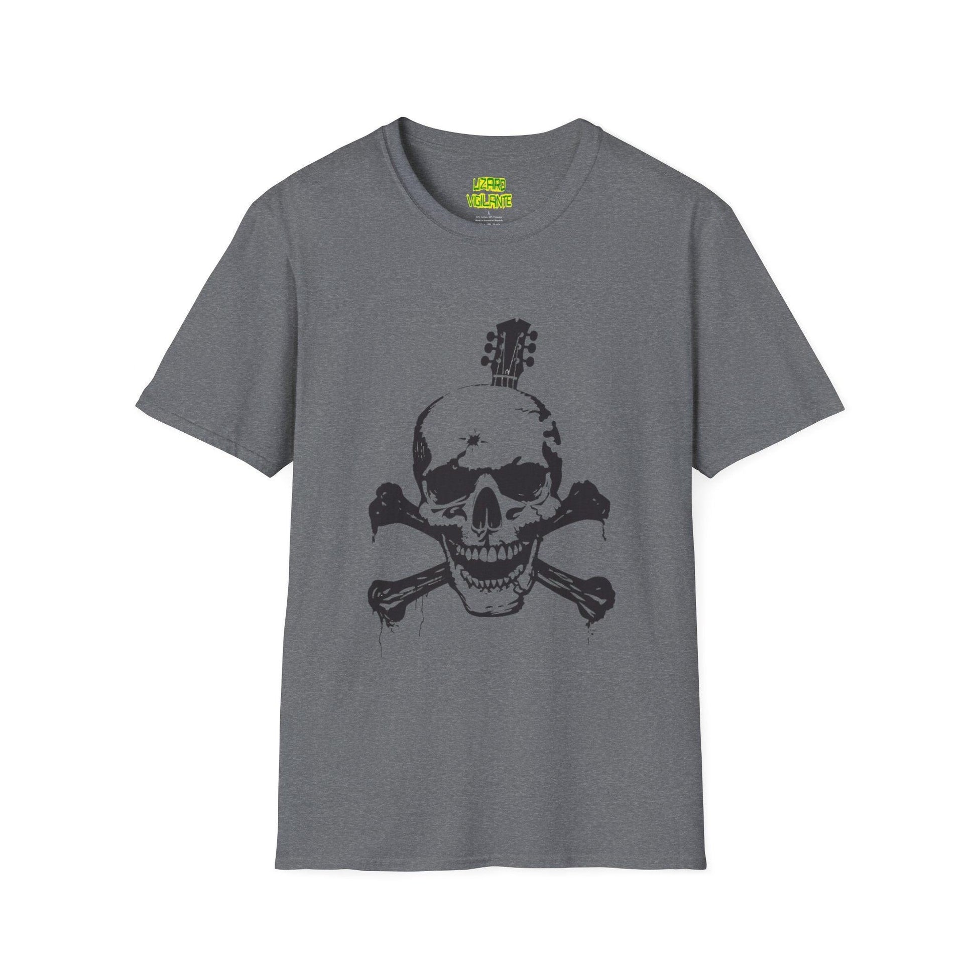 Guitar Skull Cross Bones Unisex Softstyle T-Shirt - Premium T-Shirt from Printify - Just $26.38! Shop now at Lizard Vigilante