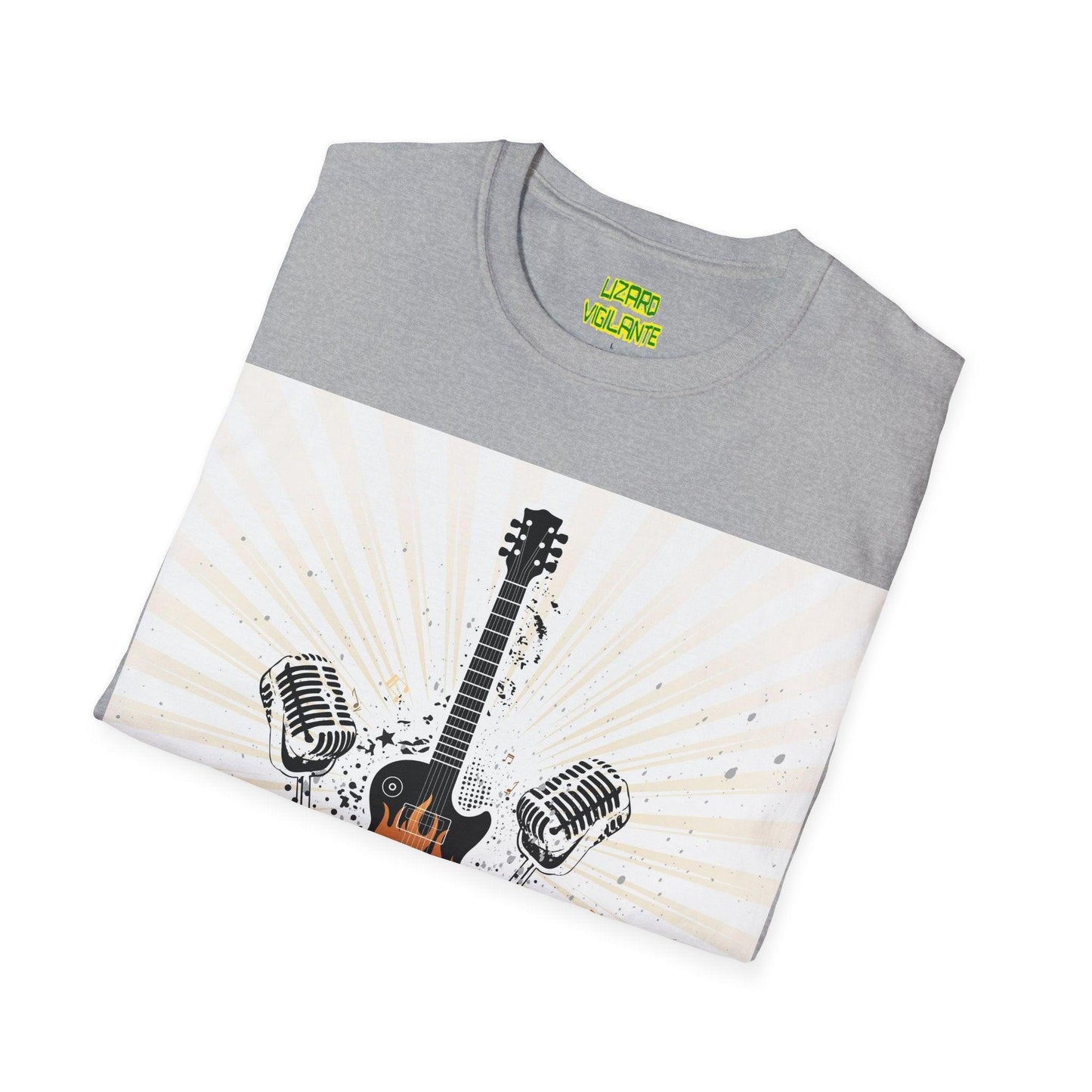 Fire Guitar Mics Speakers Unisex Softstyle T-Shirt - Lizard Vigilante