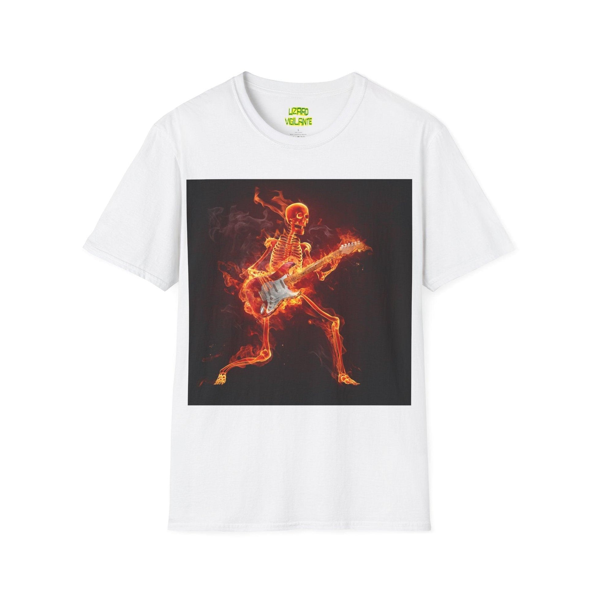 Fiery Guitarist Unisex Softstyle T-Shirt - Lizard Vigilante