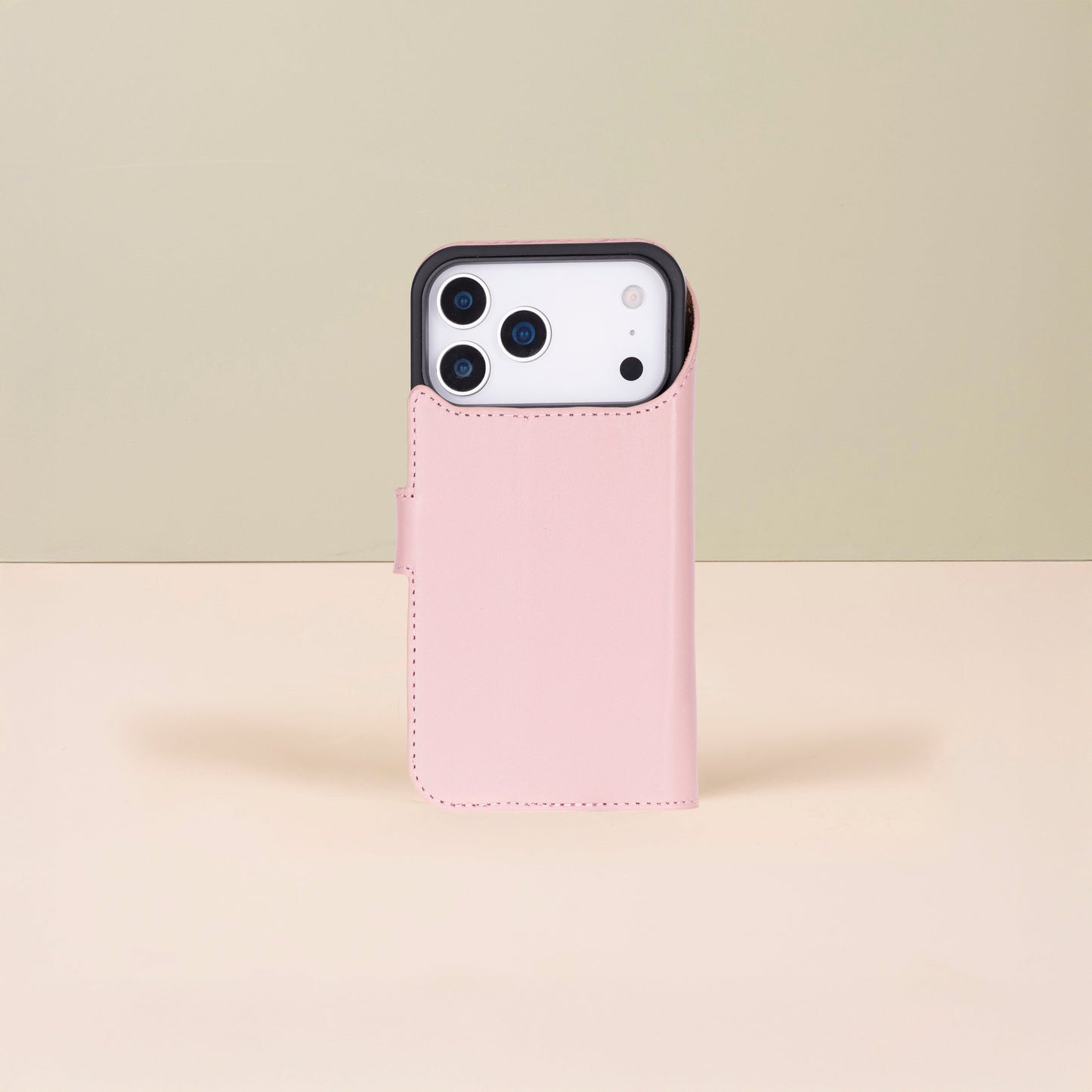 Leather iPhone 17 Pro Max Wallet Case – Pink - Austin