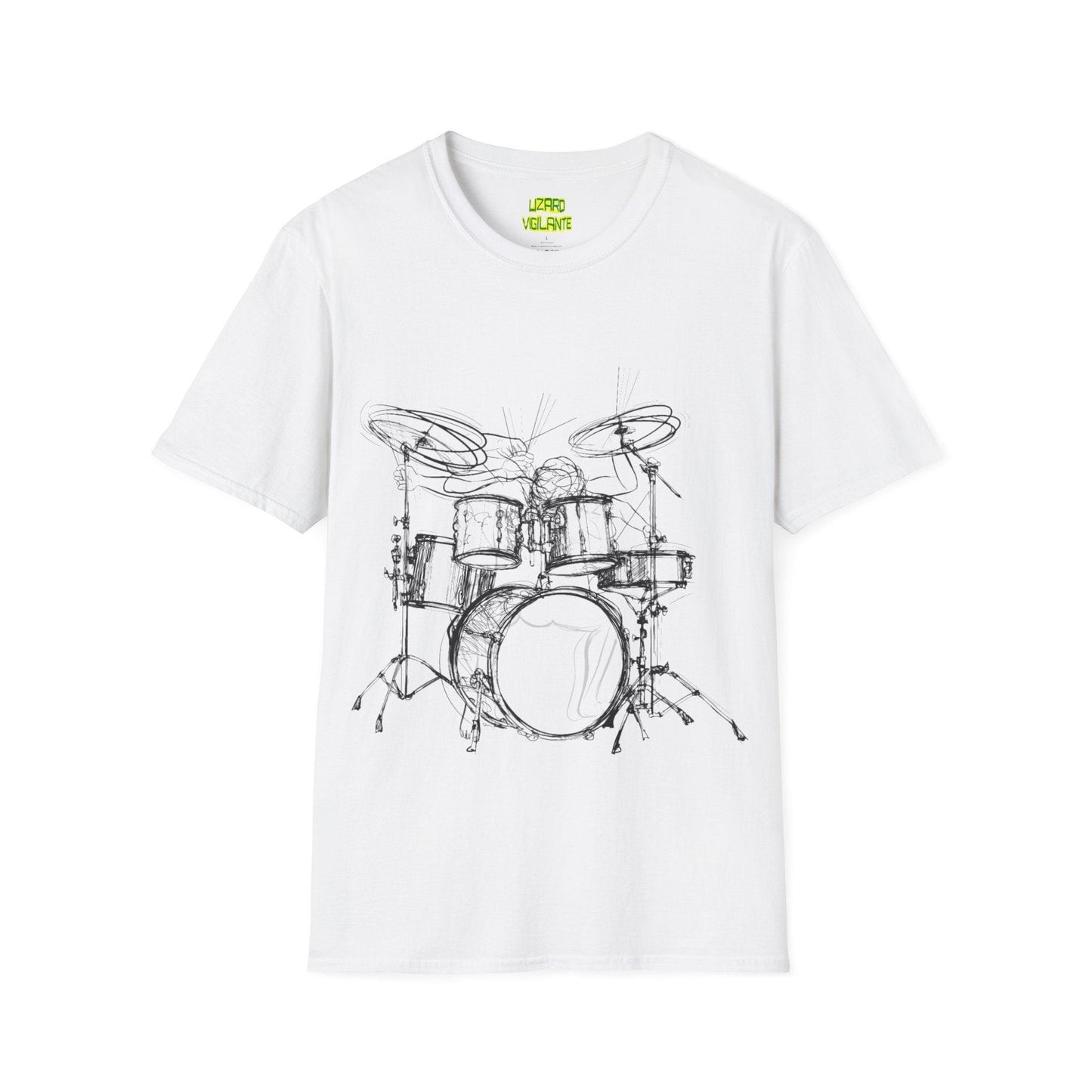 Drummer Sketch Unisex Softstyle T-Shirt - Lizard Vigilante