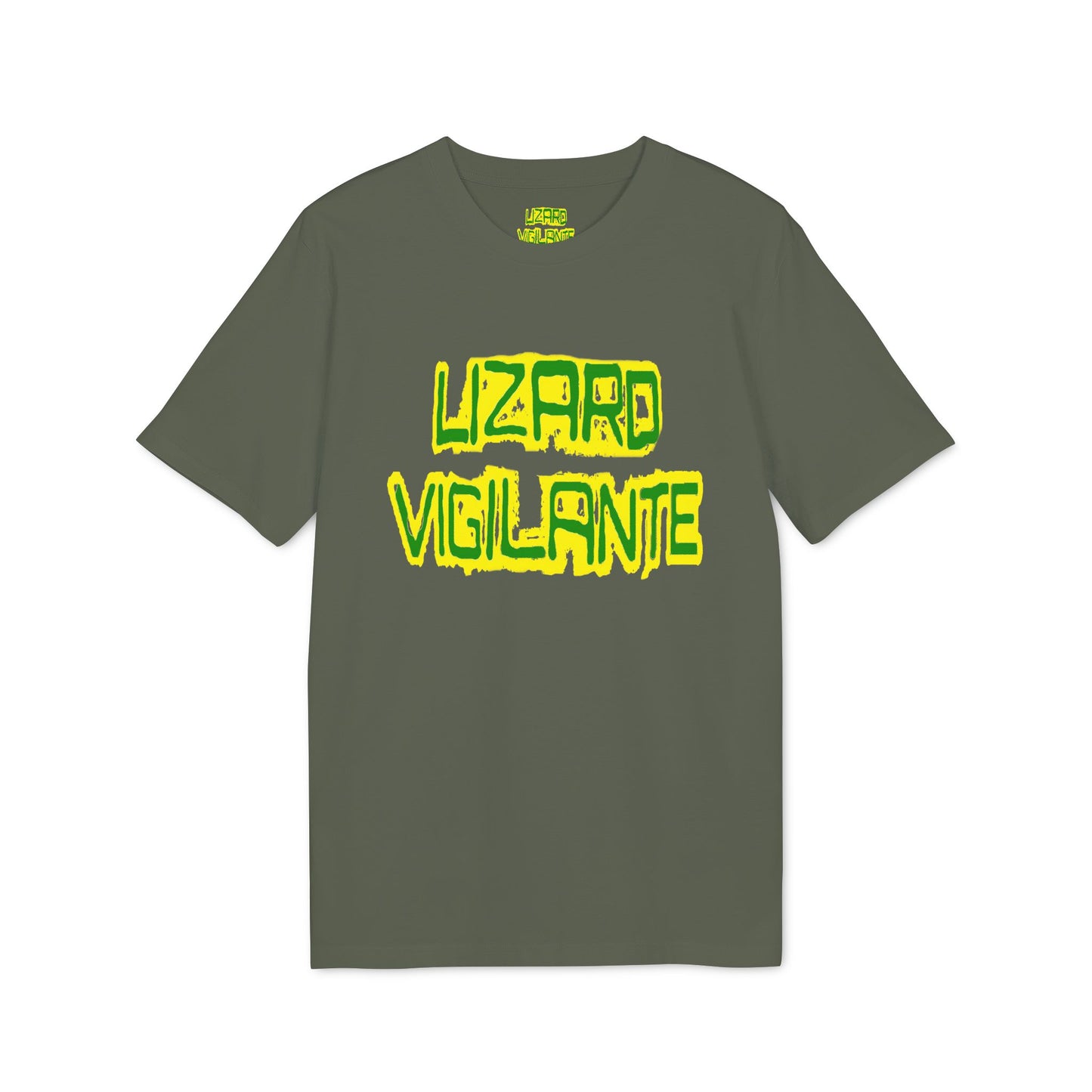 Lizard Vigilante T-Shirt — Retro Neon Graphic Tee for Reptile Fans