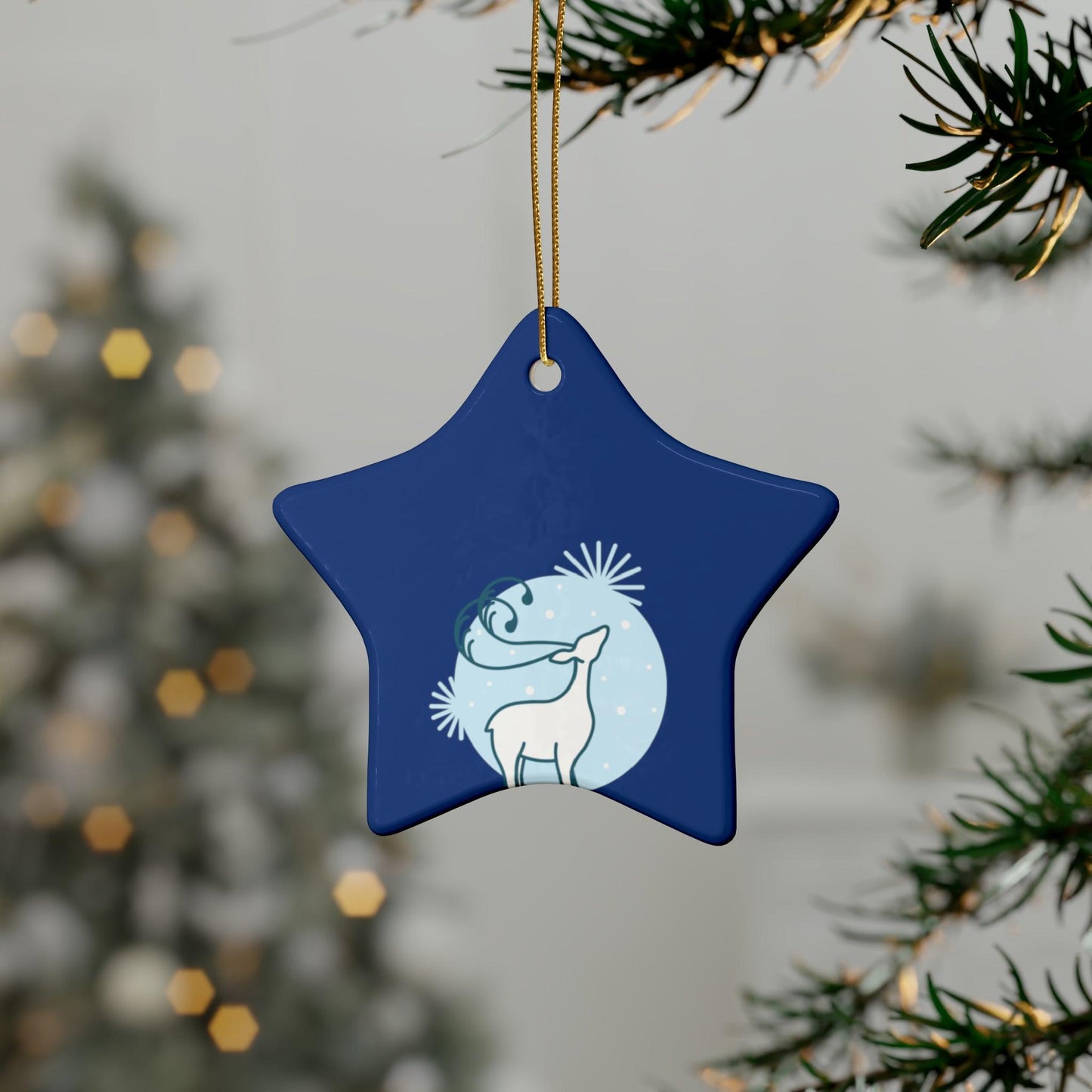 Blue Christmas Tree Reindeer Ceramic Ornaments (1pcs, 5pcs, 10pcs, 20pcs) - Lizard Vigilante