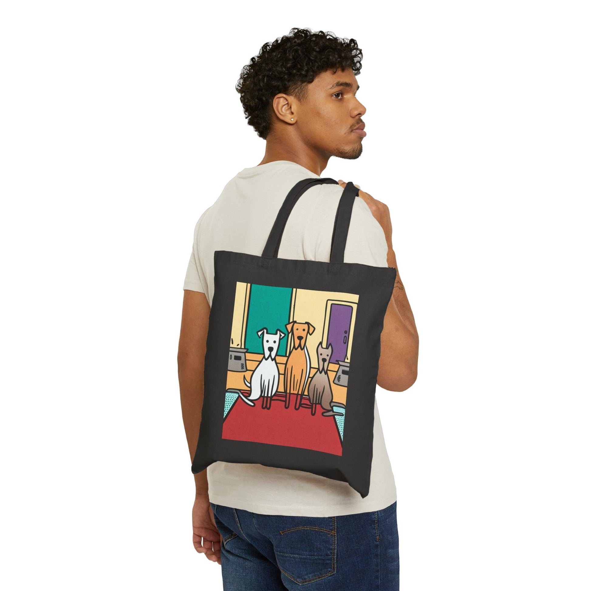 Illustrated Dog Act Cotton Canvas Tote Bag - Lizard Vigilante