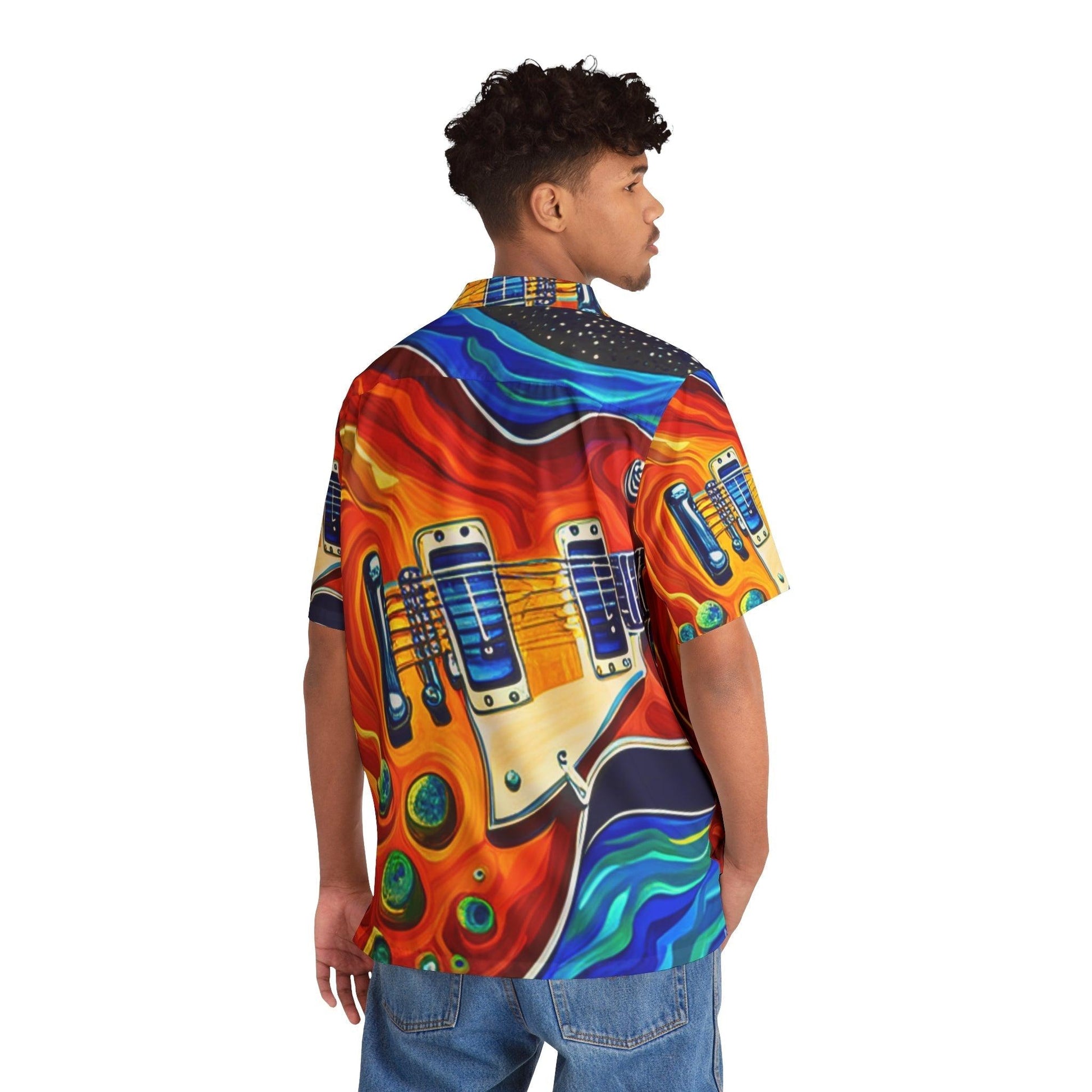 Psychedelic Guitar Men's Hawaiian Shirt - Lizard Vigilante