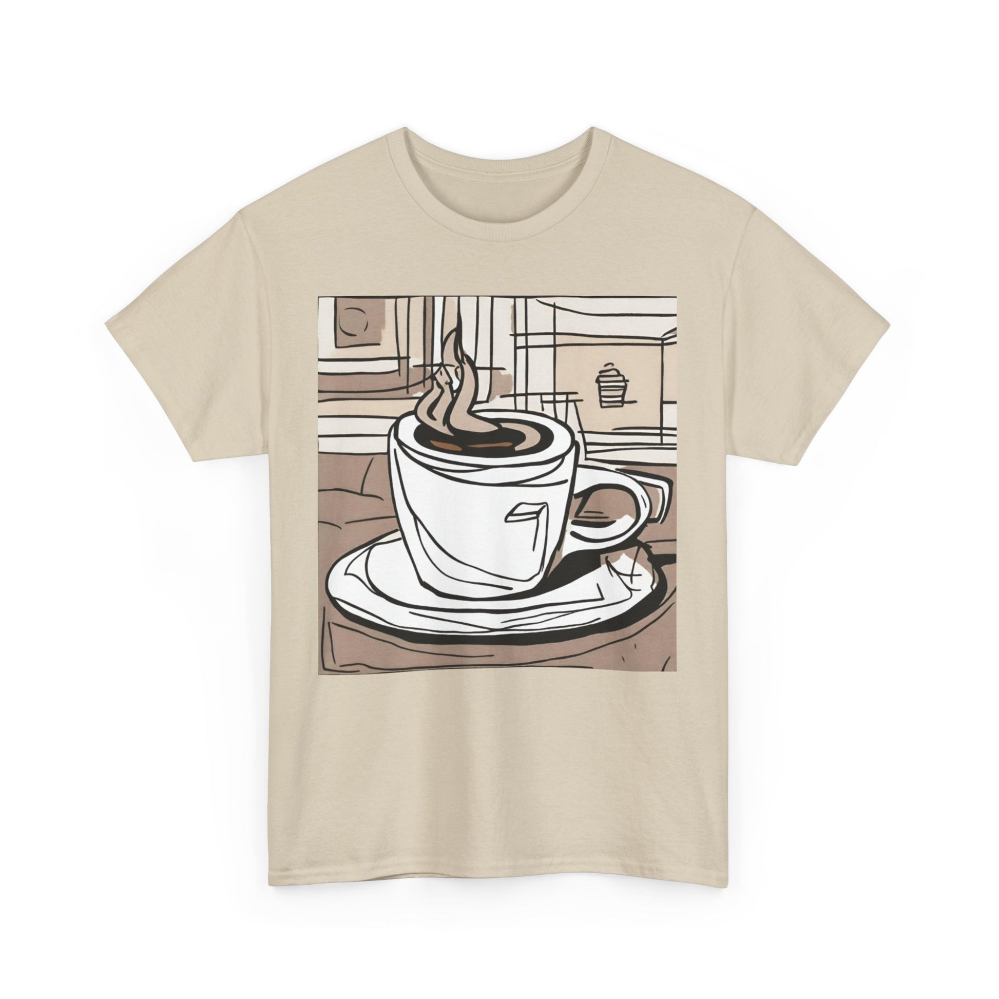 Cup of Coffee Illustration Unisex Heavy Cotton Tee - Lizard Vigilante