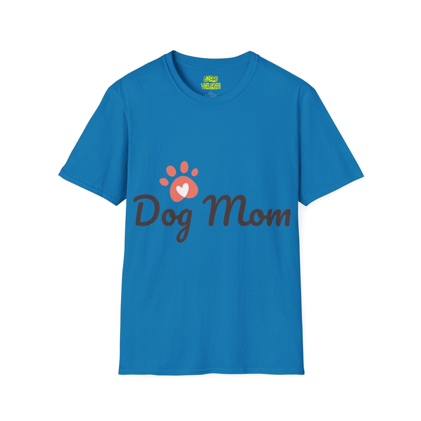 Dog Mom with Paw and a Heart in it Graphic Unisex Softstyle T-Shirt - Lizard Vigilante