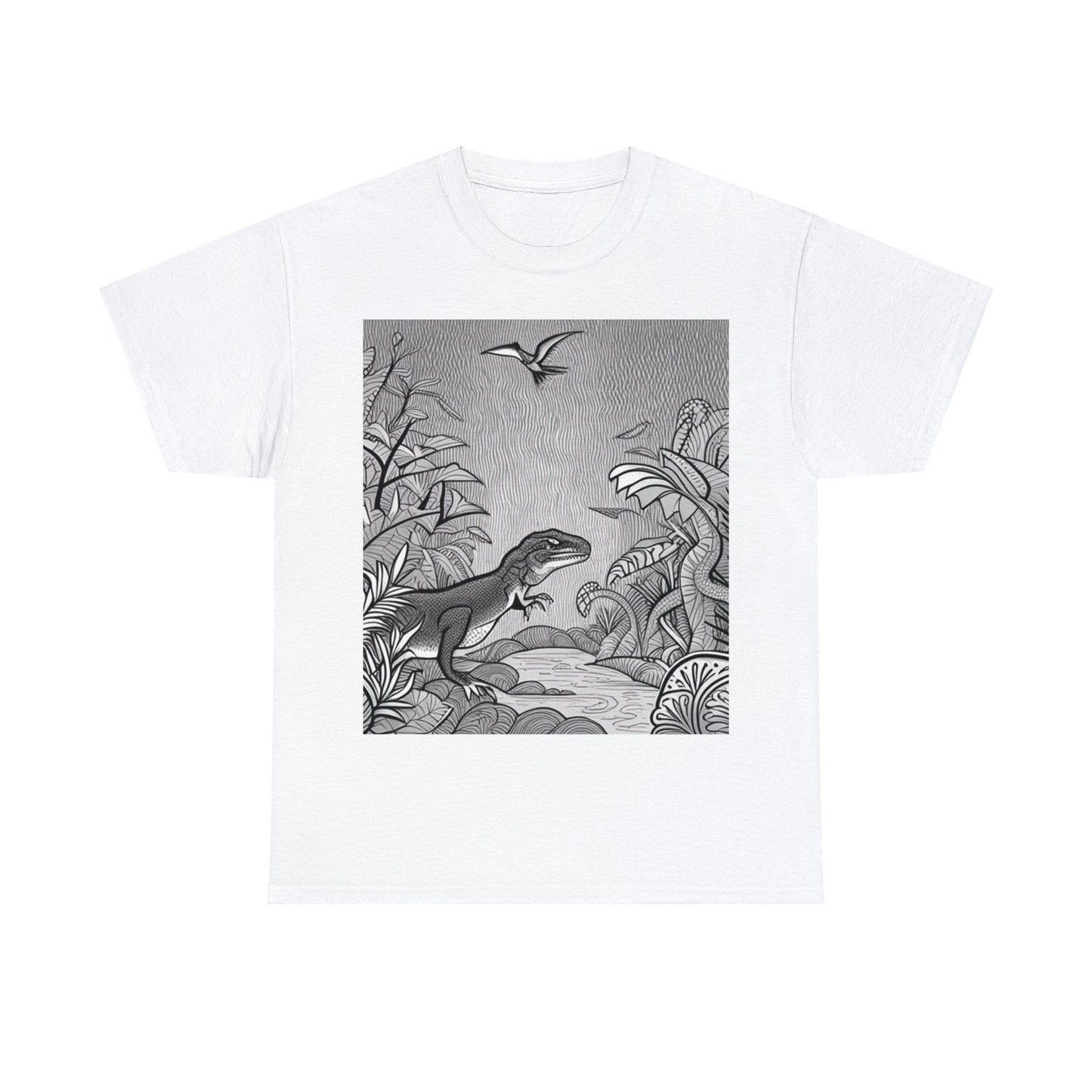 Prehistory Scene Unisex Heavy Cotton Tee - Lizard Vigilante