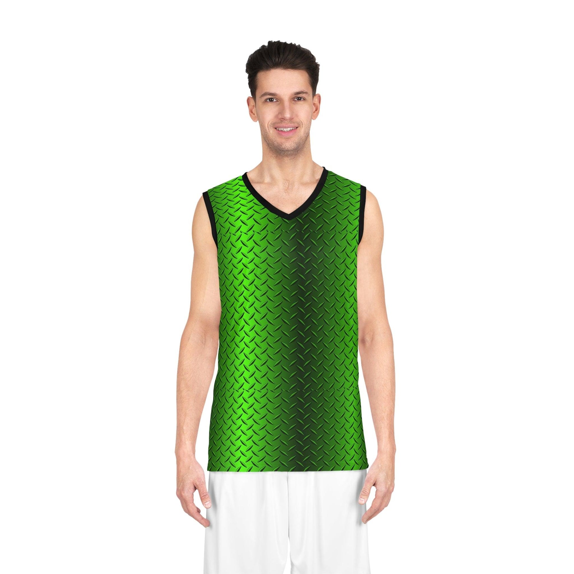 Green Metal Tread Basketball Jersey (AOP) - Lizard Vigilante