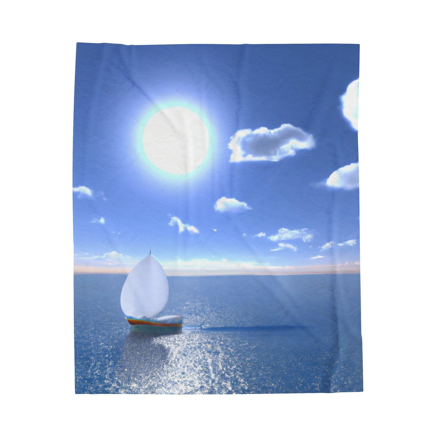 Sailing Into Sunny Bleu Sky Velveteen Plush Blanket - Lizard Vigilante