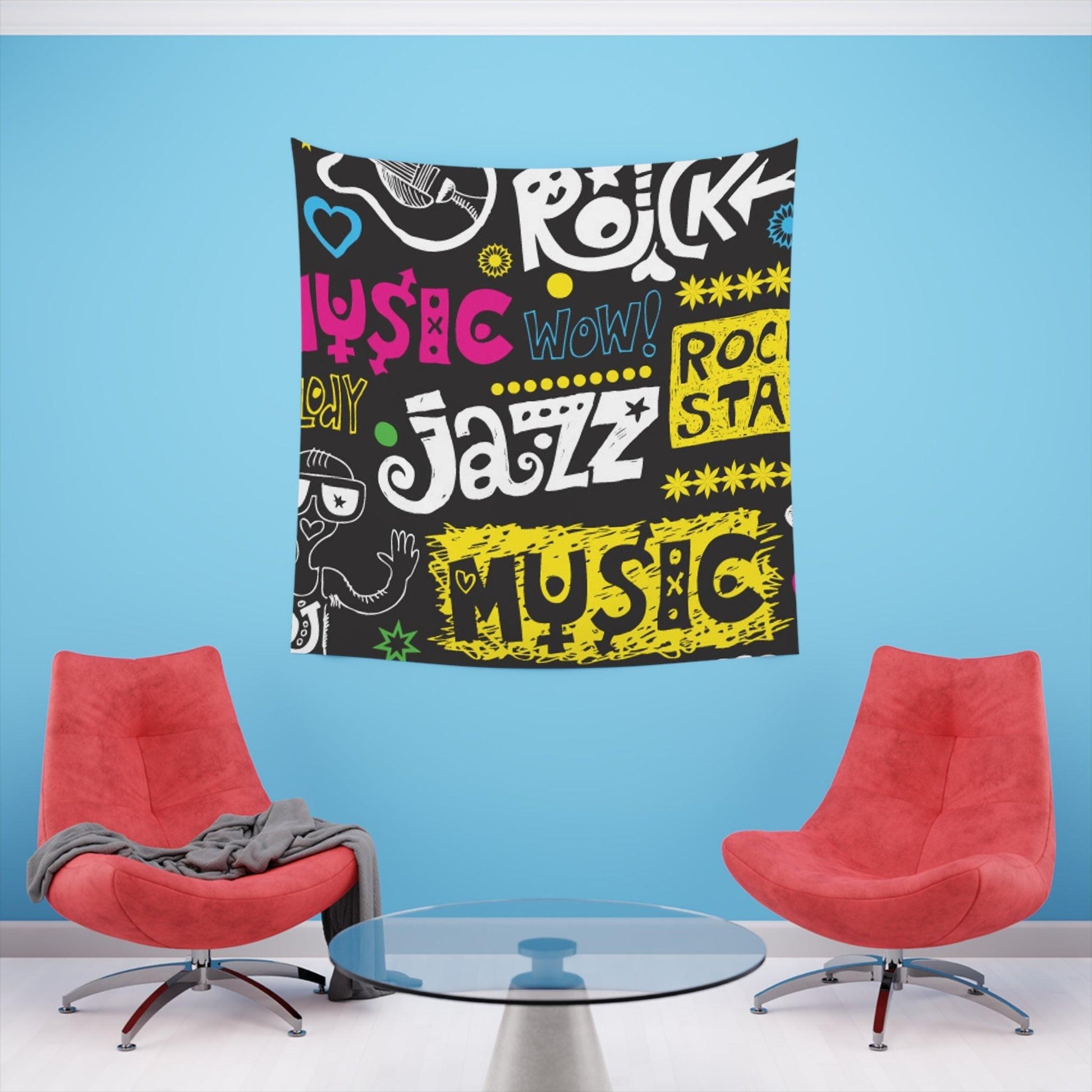 Music Graphic Printed Wall Tapestry - Lizard Vigilante