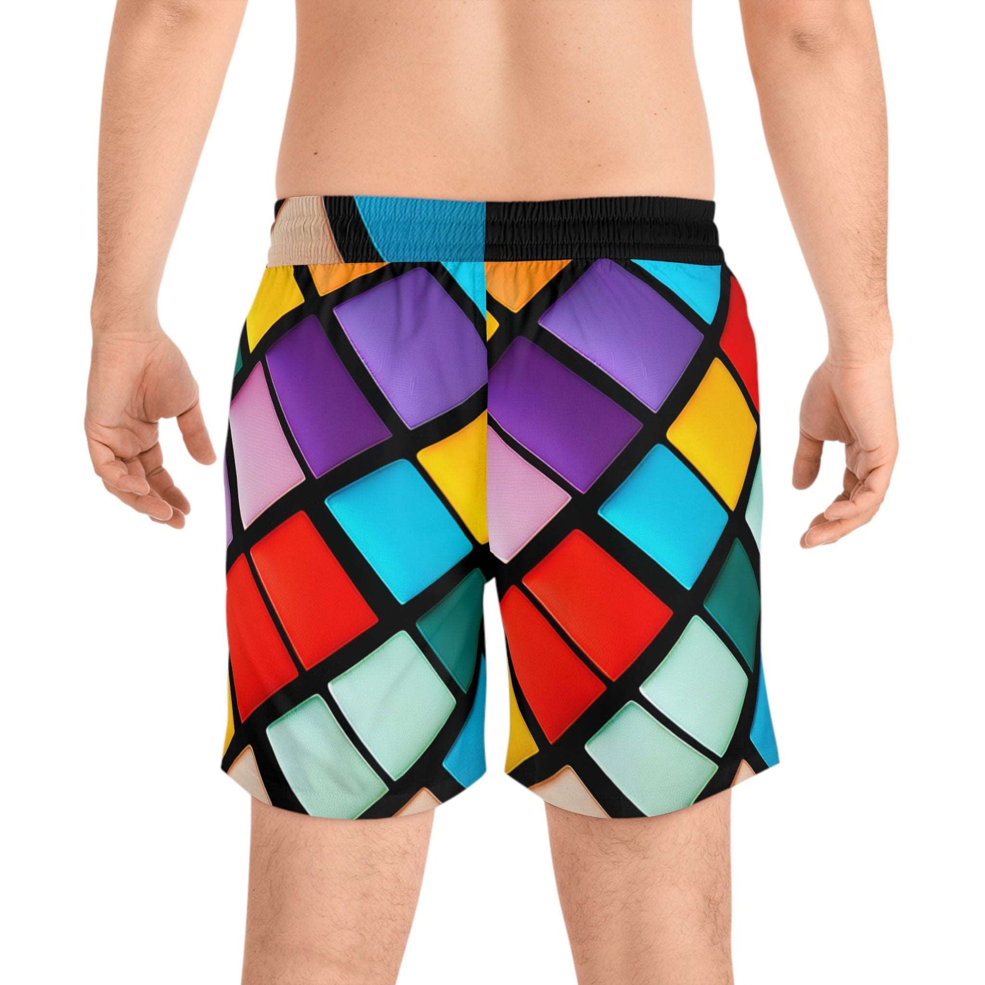 80s Buttons Men's Mid-Length Swim Shorts - Premium All Over Prints from Printify - Just $44.07! Shop now at Lizard Vigilante