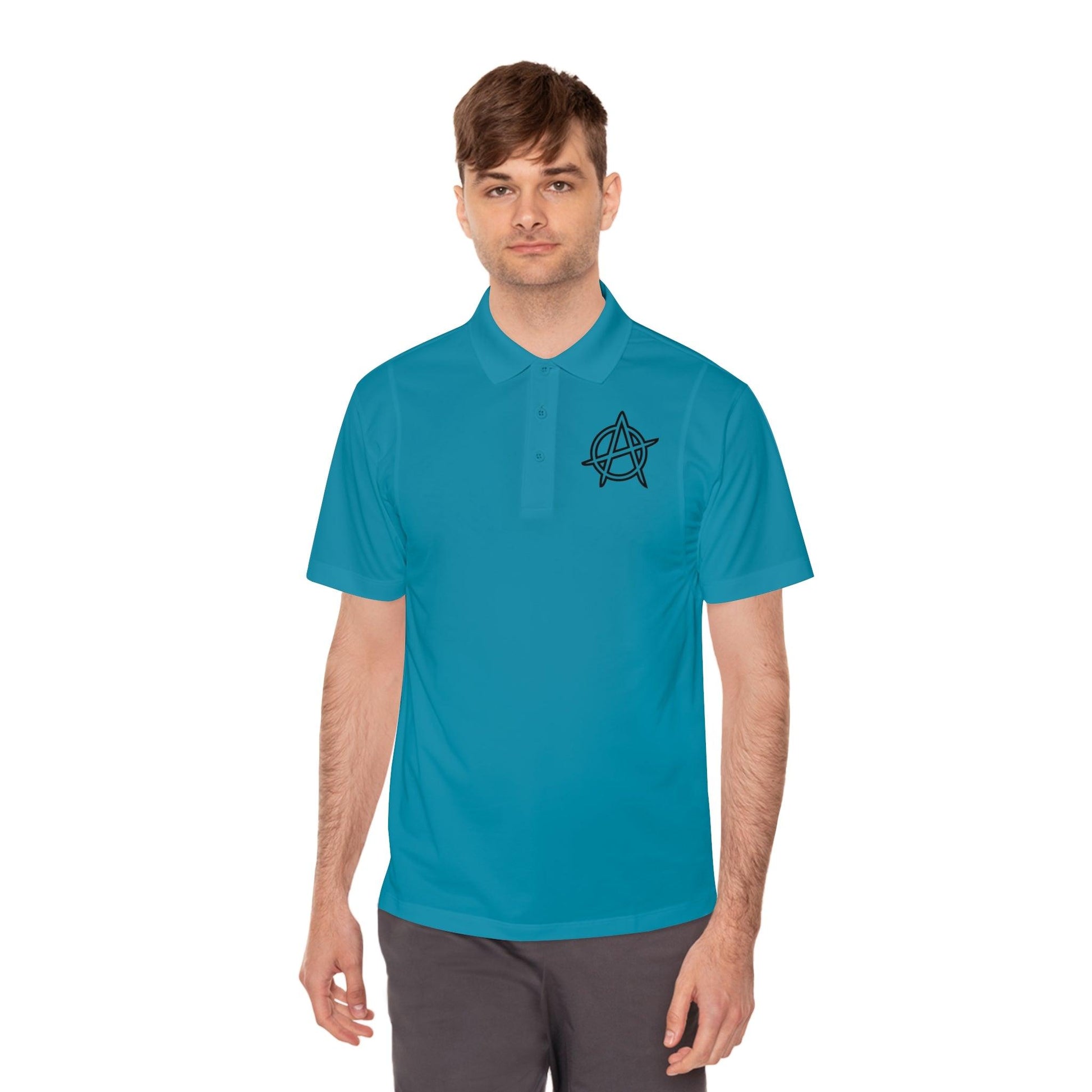 Men's Anarchy Symbol Sport Polo Shirt - Premium T-Shirt from Printify - Just $52.34! Shop now at Lizard Vigilante