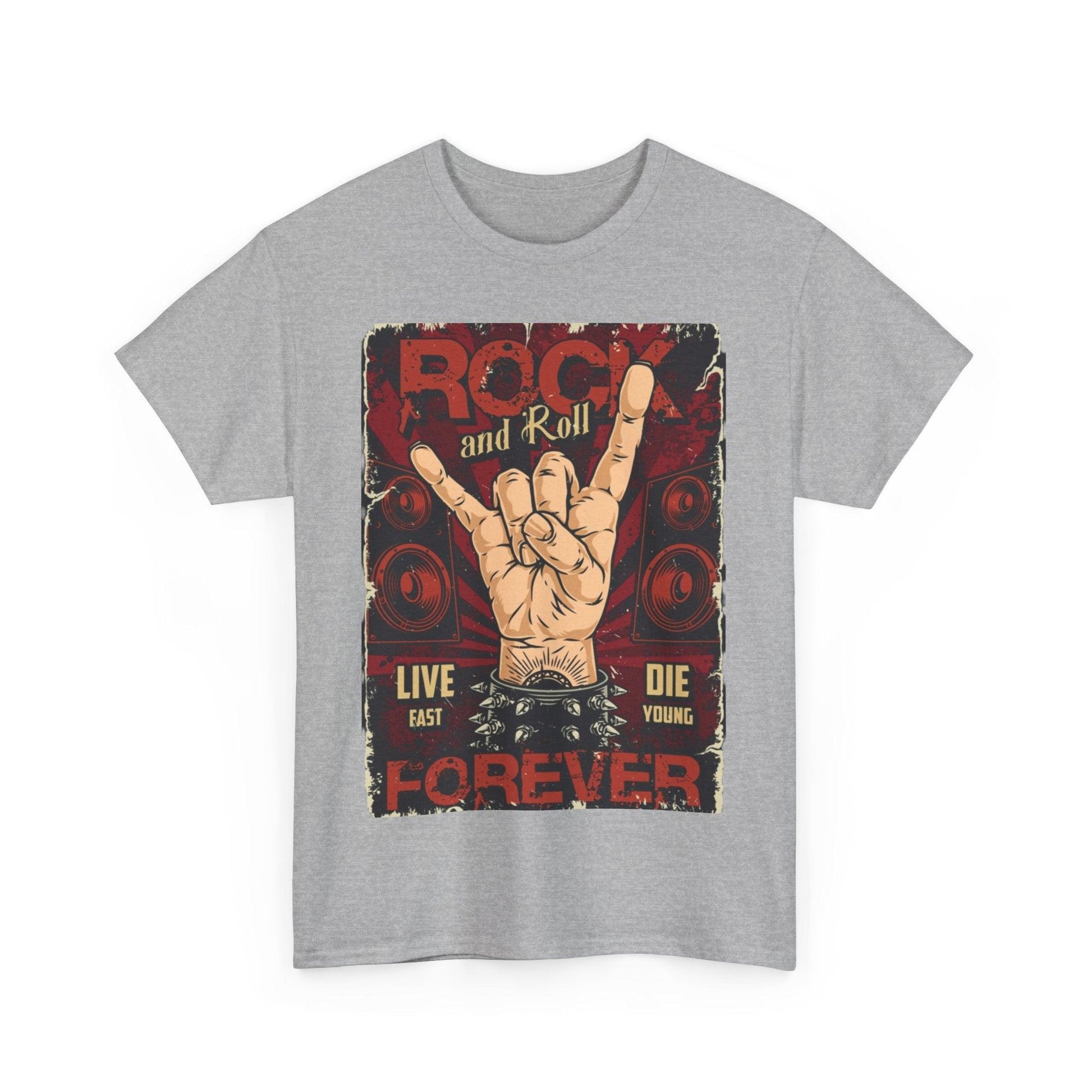 Rock and Roll Forever Hand Sign Unisex Heavy Cotton Tee - Lizard Vigilante