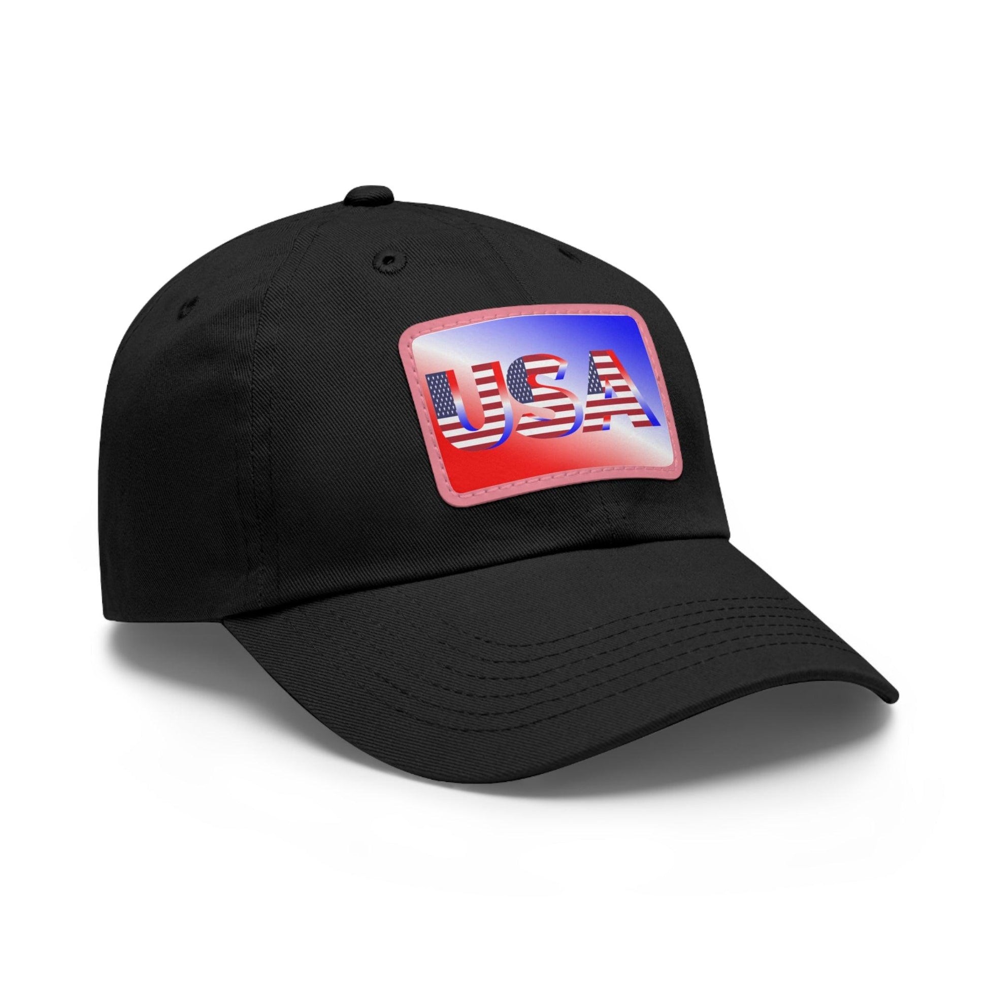 USA Red, White, and Blue Dad Hat with Leather Patch (Rectangle) - Lizard Vigilante