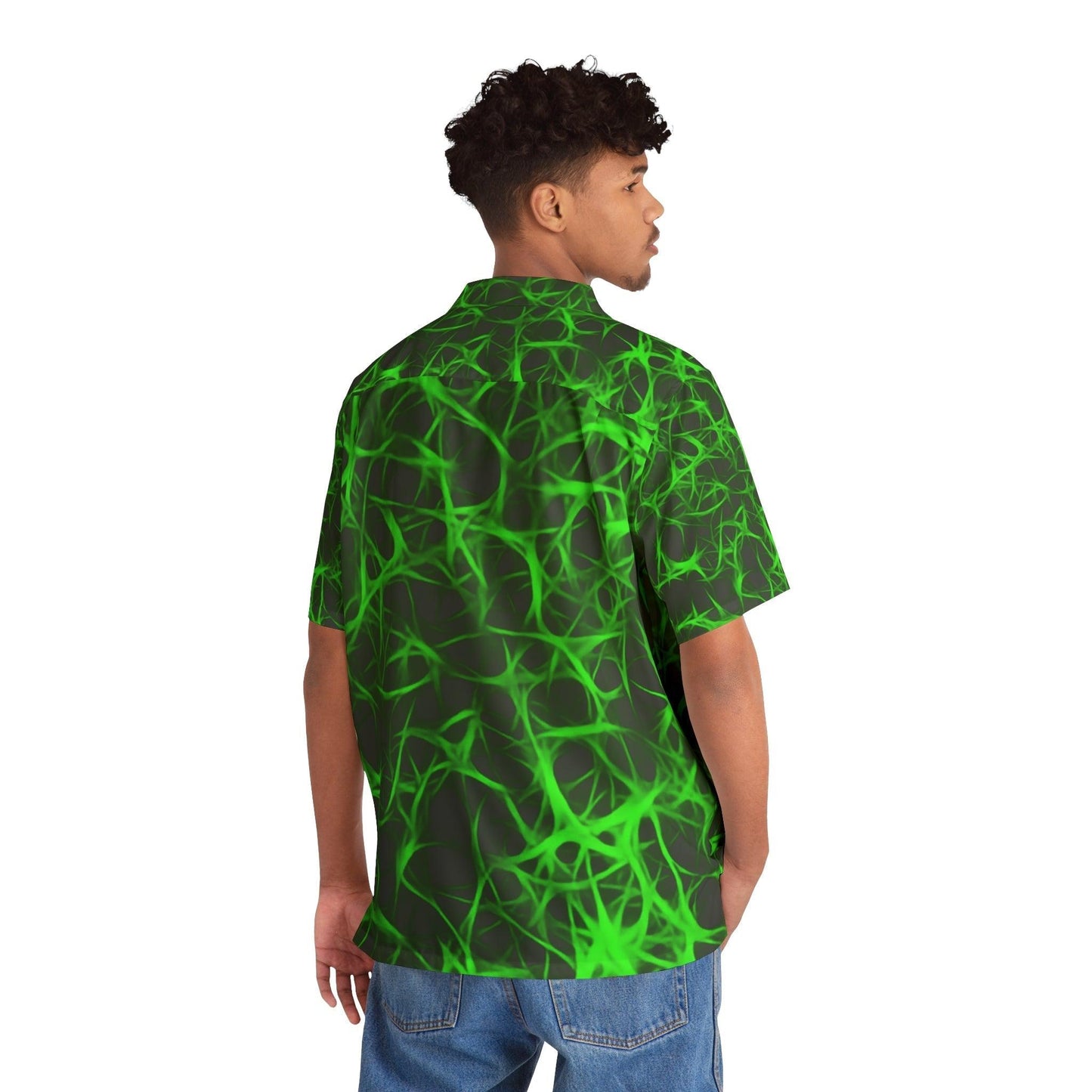 Nuclear Green Charged Men's Hawaiian Shirt - Lizard Vigilante