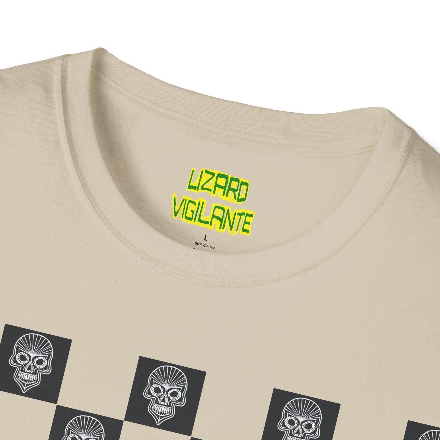 Checkerboard Skull Unisex Softstyle T-Shirt - Lizard Vigilante