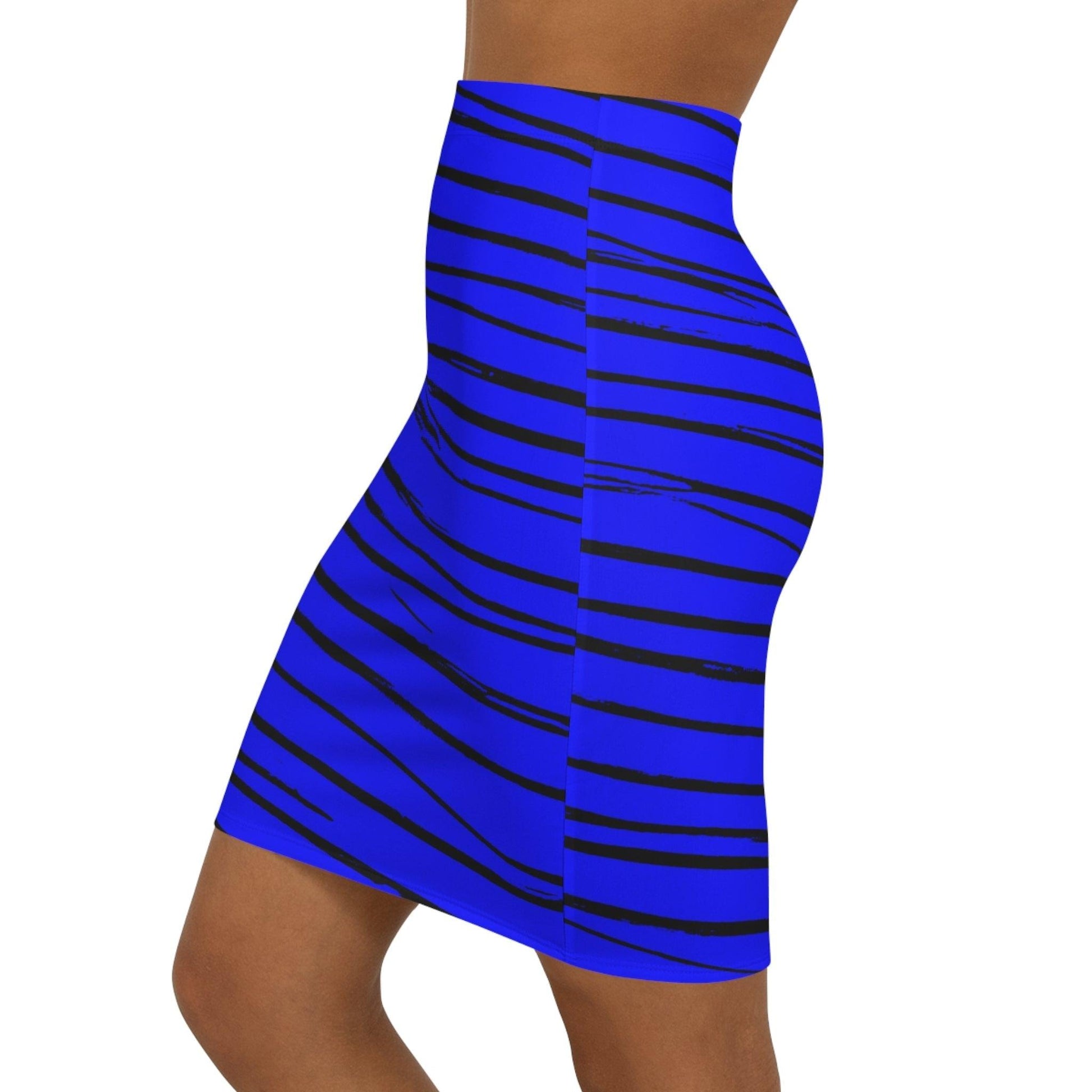 Black & Blue Strips Women's Mini Skirt - Lizard Vigilante