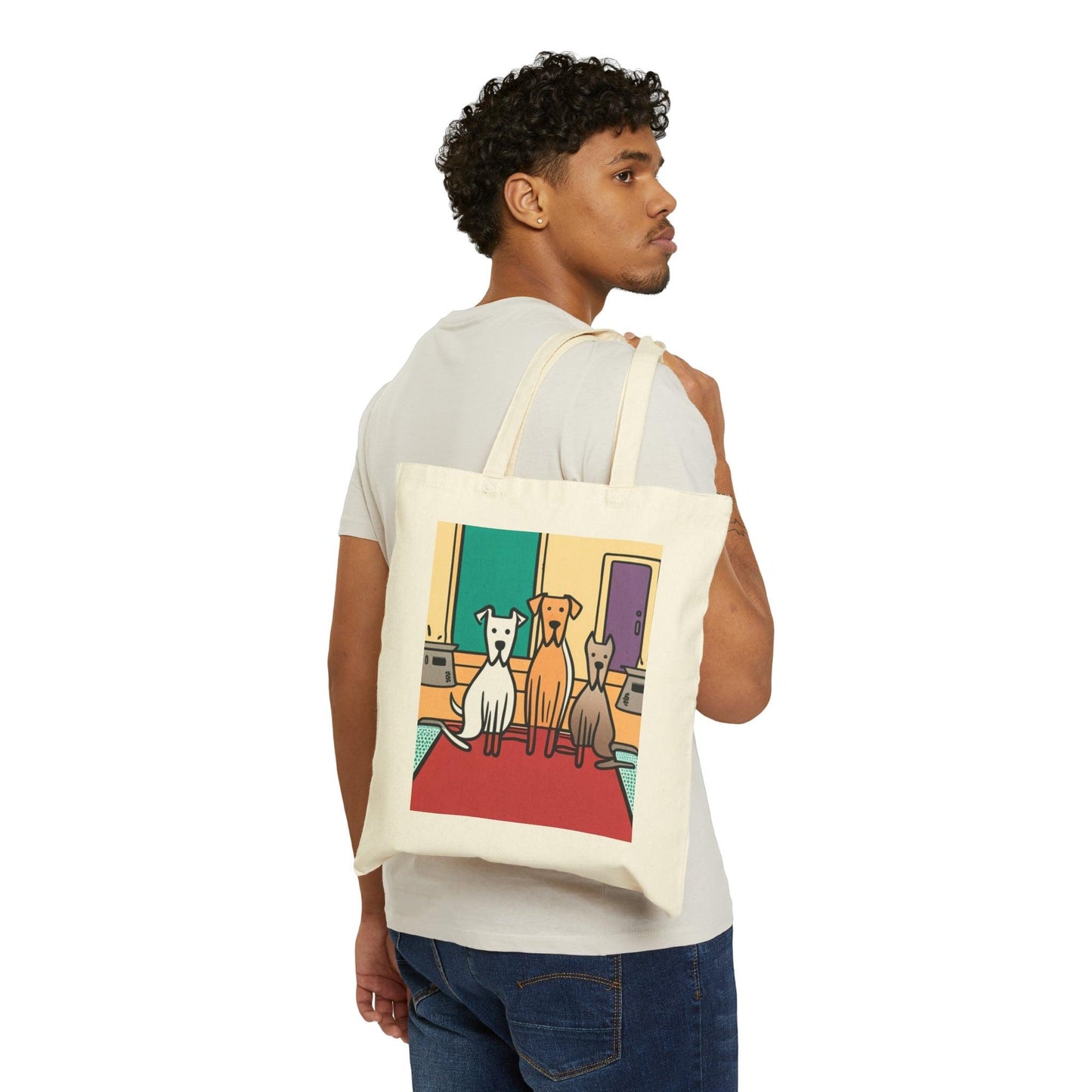 Illustrated Dog Act Cotton Canvas Tote Bag - Lizard Vigilante