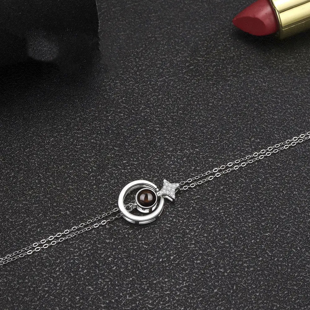 Women's S925 Round Diamond Embedded Star Bracelet