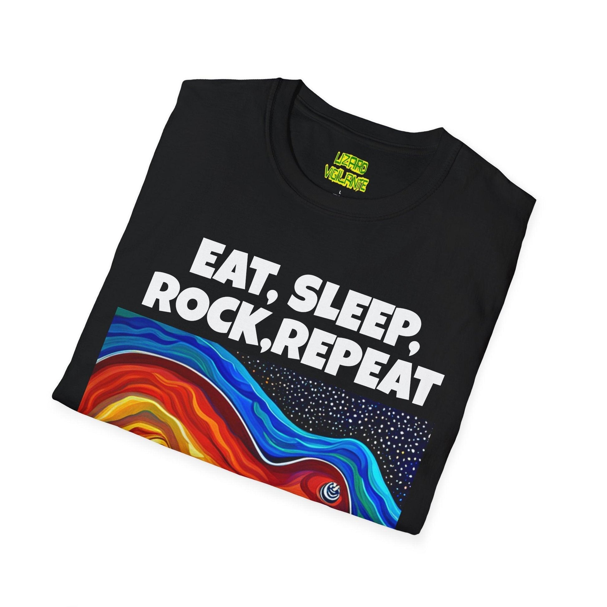 Eat, Sleep, Rock, Repeat Unisex Softstyle T-Shirt - Lizard Vigilante