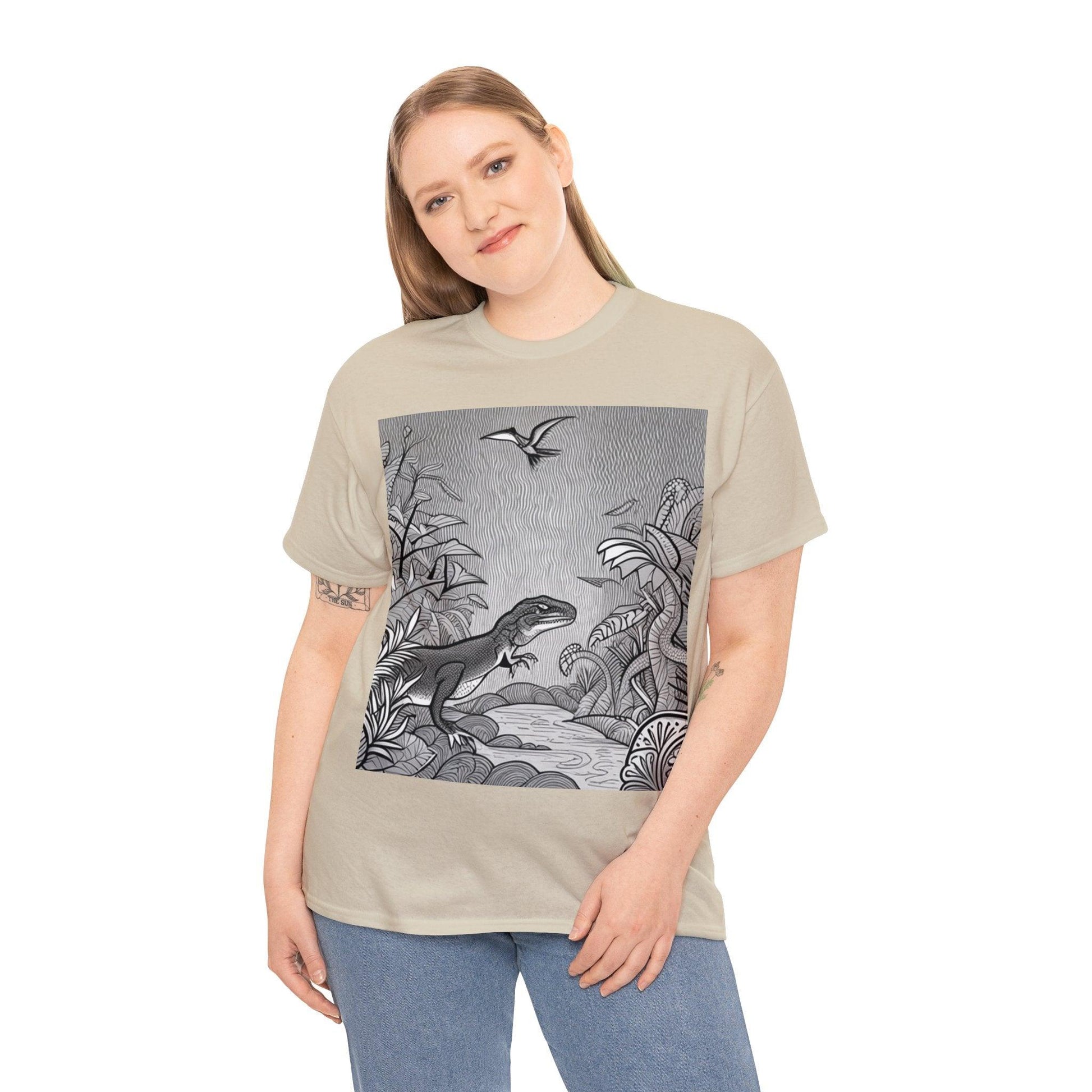 Prehistory Scene Unisex Heavy Cotton Tee - Lizard Vigilante