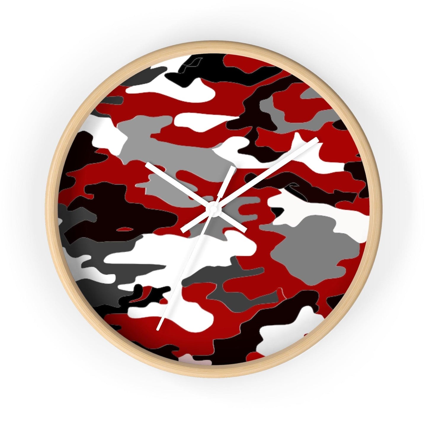 Red Black White Camo Wall Clock - Lizard Vigilante