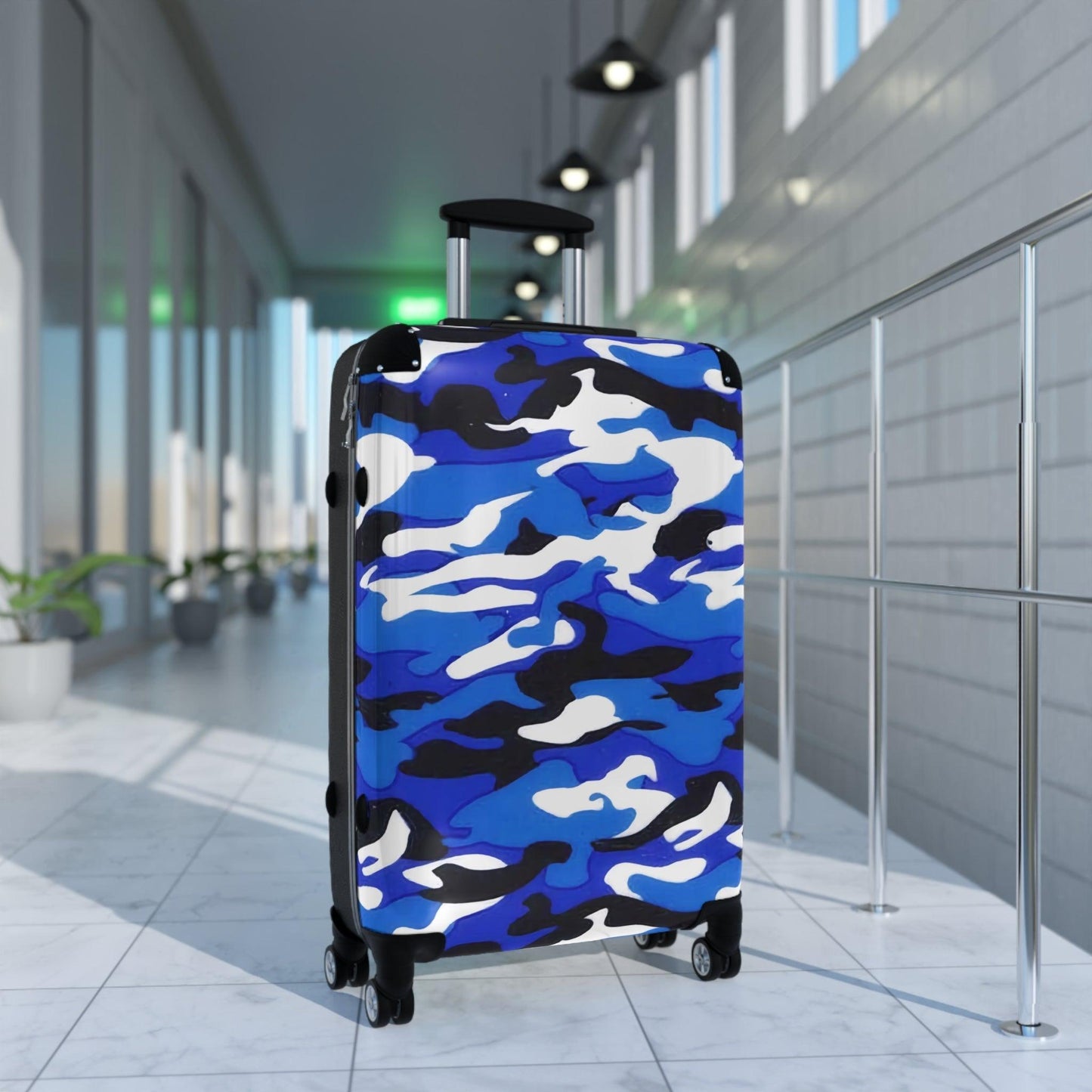 Blue Grey White Black Camouflage Suitcase - Lizard Vigilante