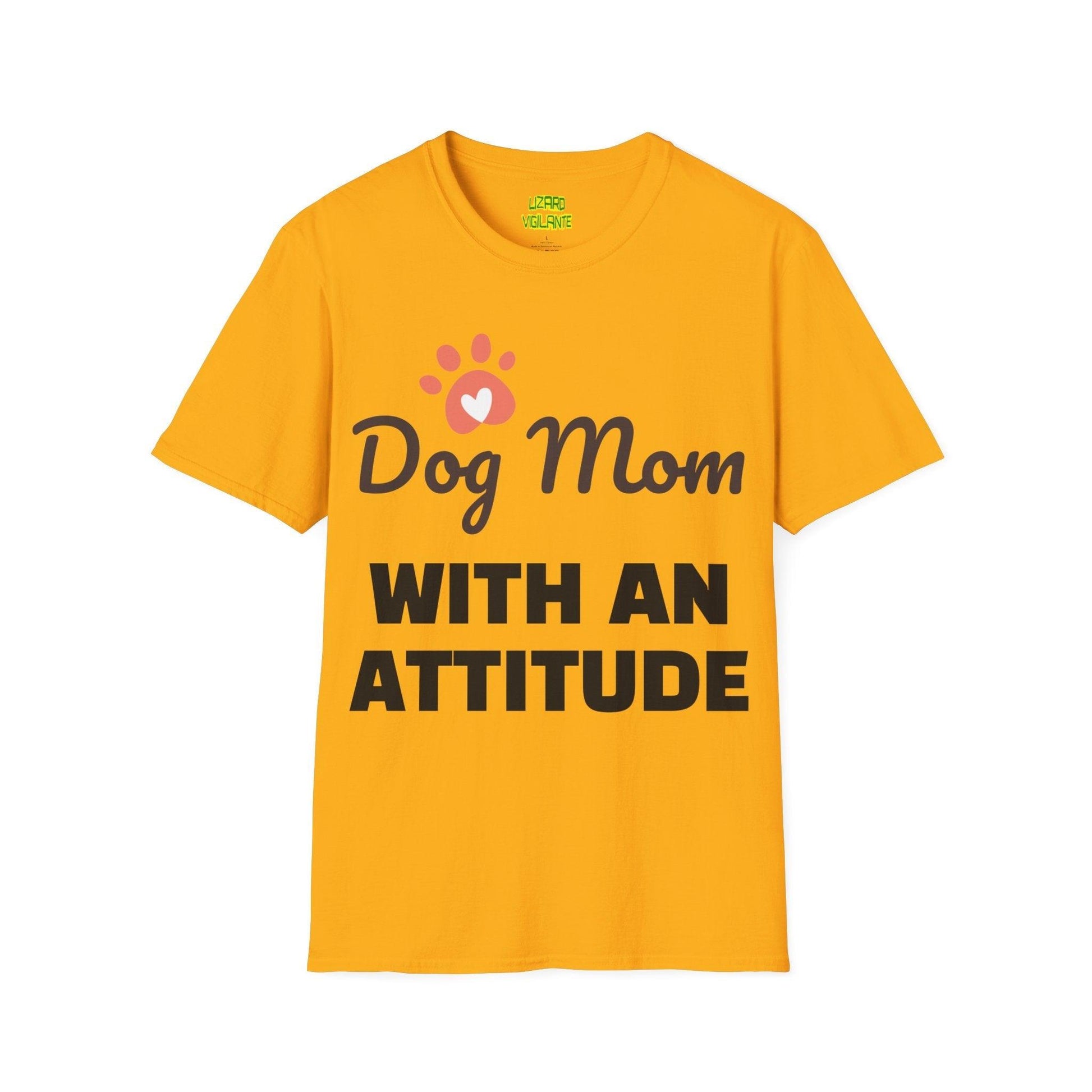 Dog Mom WITH AN ATTITUDE Unisex Softstyle T-Shirt - Lizard Vigilante