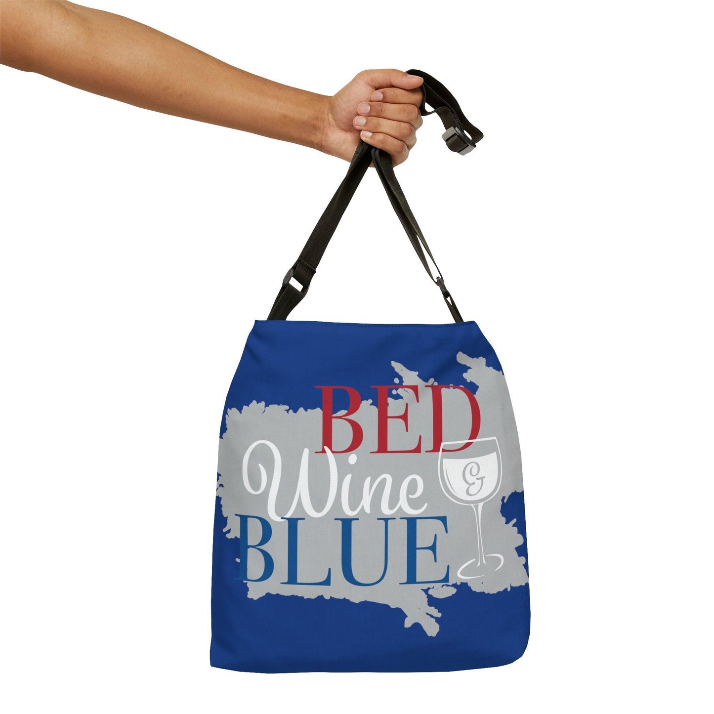 BED WINE & BLUE Adjustable Tote Bag (AOP) - Lizard Vigilante