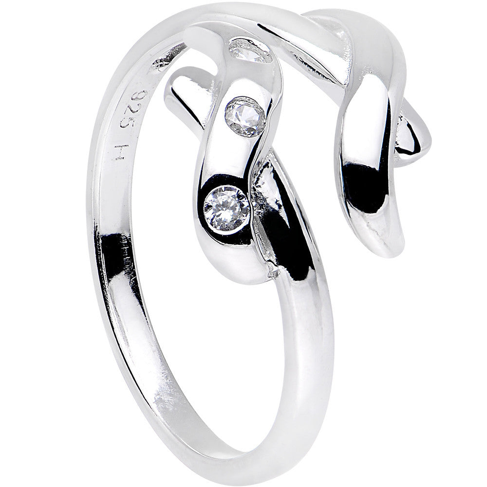 Sterling Silver 925 Cubic Zirconia Crisscross Toe Ring