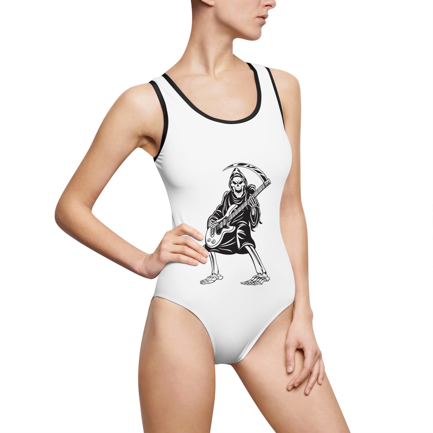 Women's Guitar Reaper Classic One-Piece Swimsuit - Premium All Over Prints from Printify - Just $48.99! Shop now at Lizard Vigilante