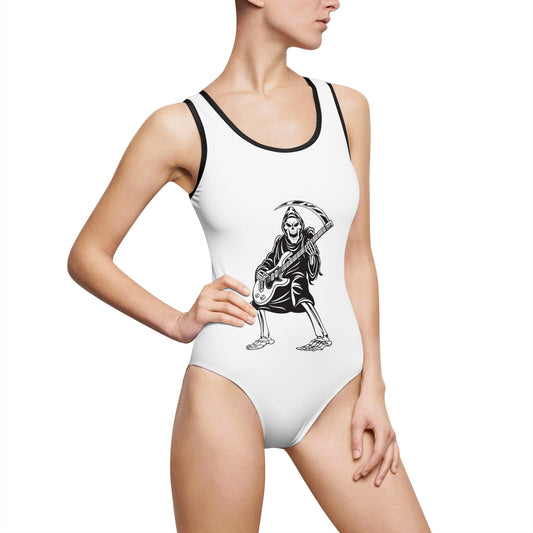 Women's Guitar Reaper Classic One-Piece Swimsuit - Lizard Vigilante