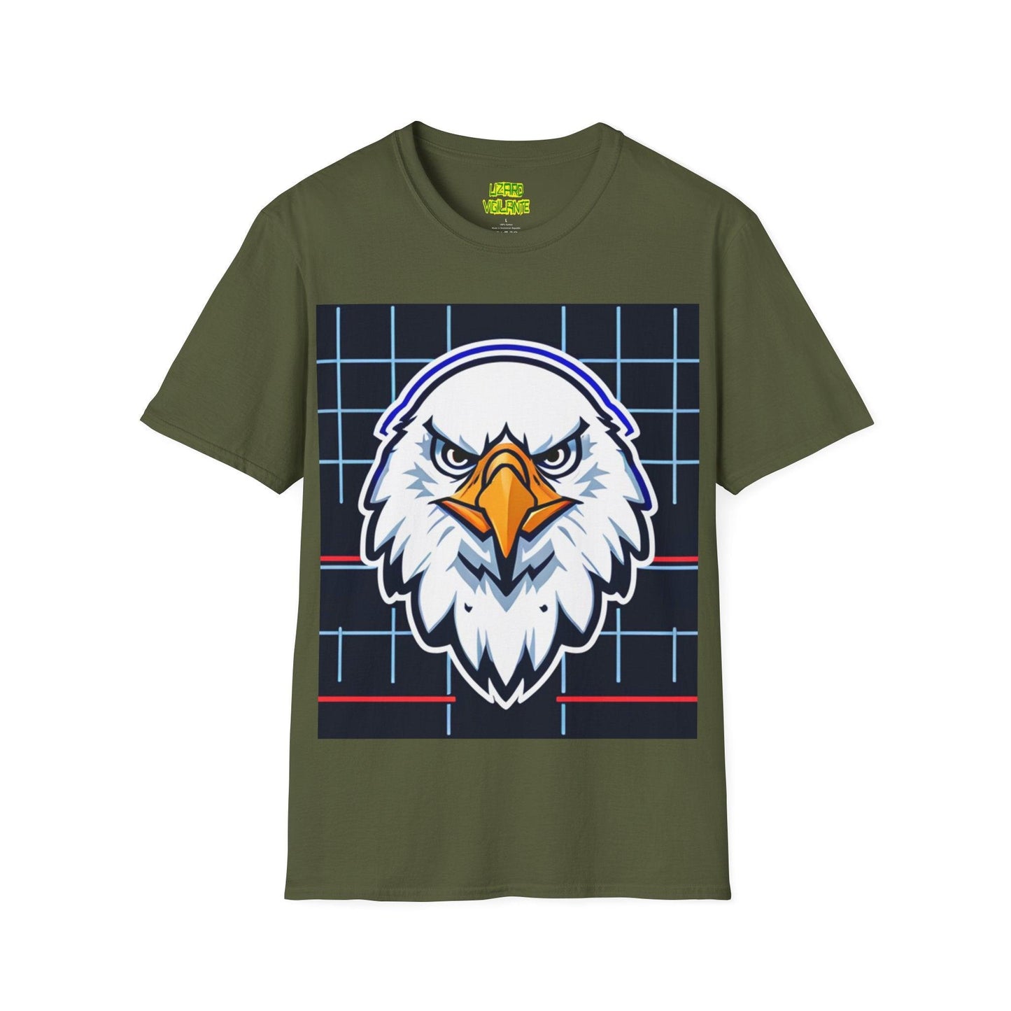 Bald Eagle Grid Graphic Unisex Softstyle T-Shirt - Lizard Vigilante