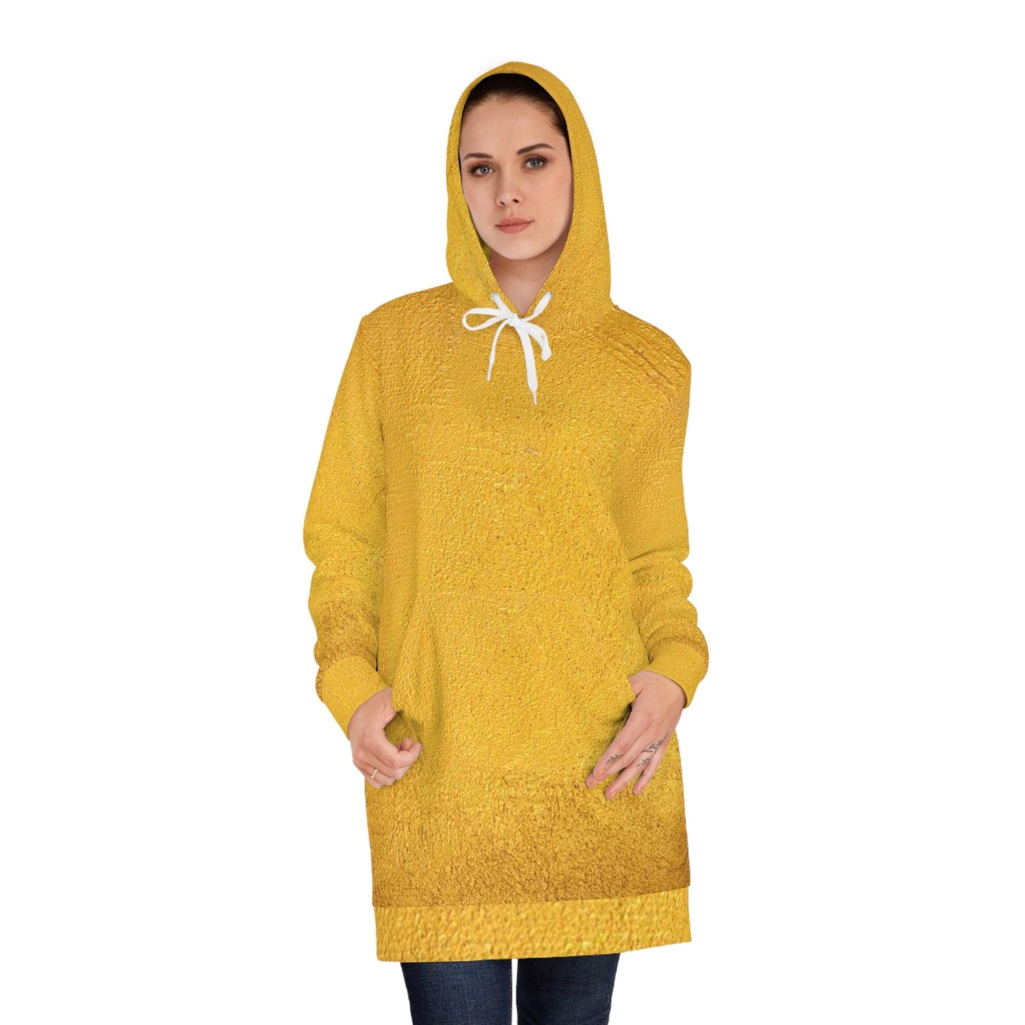 Faux Gold Cloth Women's Hoodie Dress - Lizard Vigilante