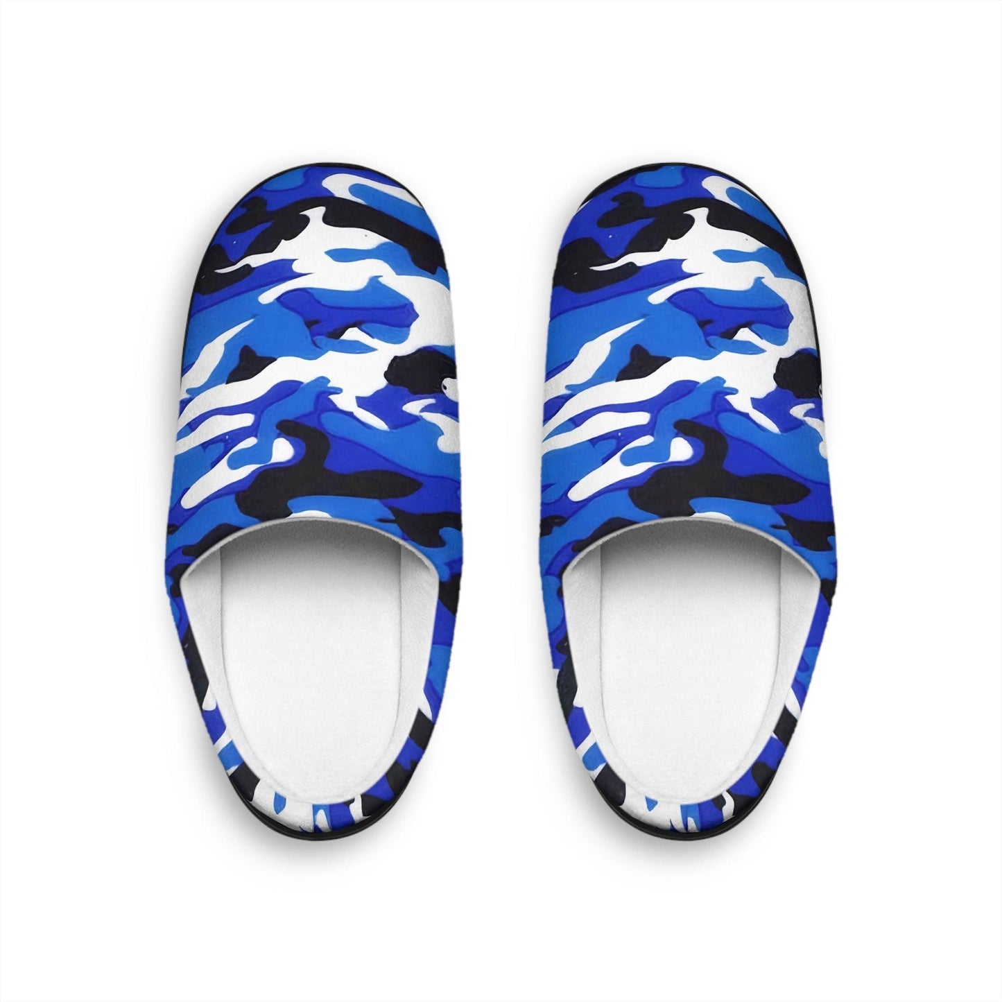 Blue Black White Camo Men's Indoor Slippers - Lizard Vigilante