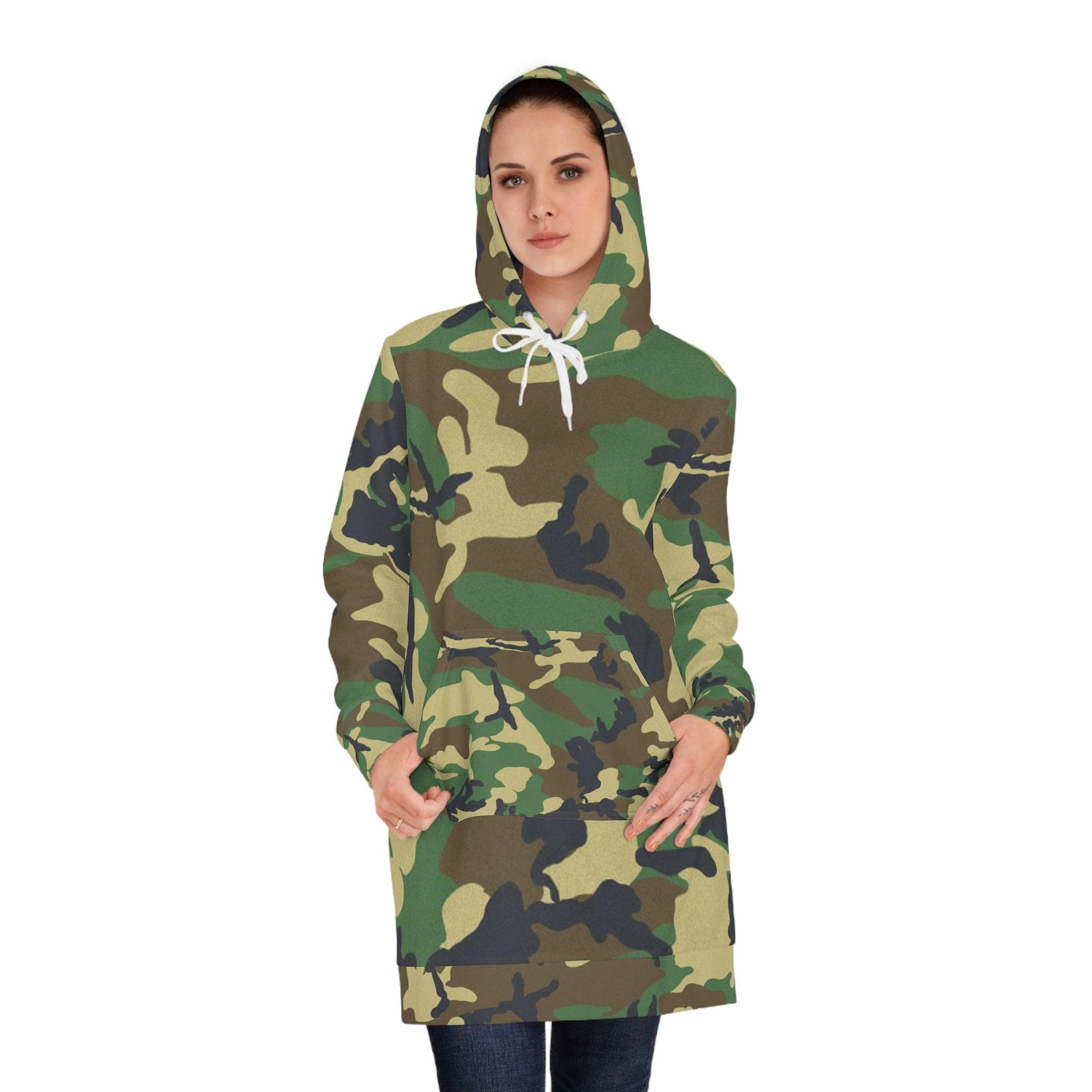 Green Camouflage Women's Hoodie Dress - Lizard Vigilante