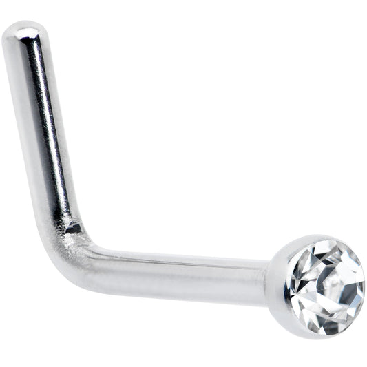 20G Stainless Steel Clear Gem Micro Nose Ring L-Shaped
