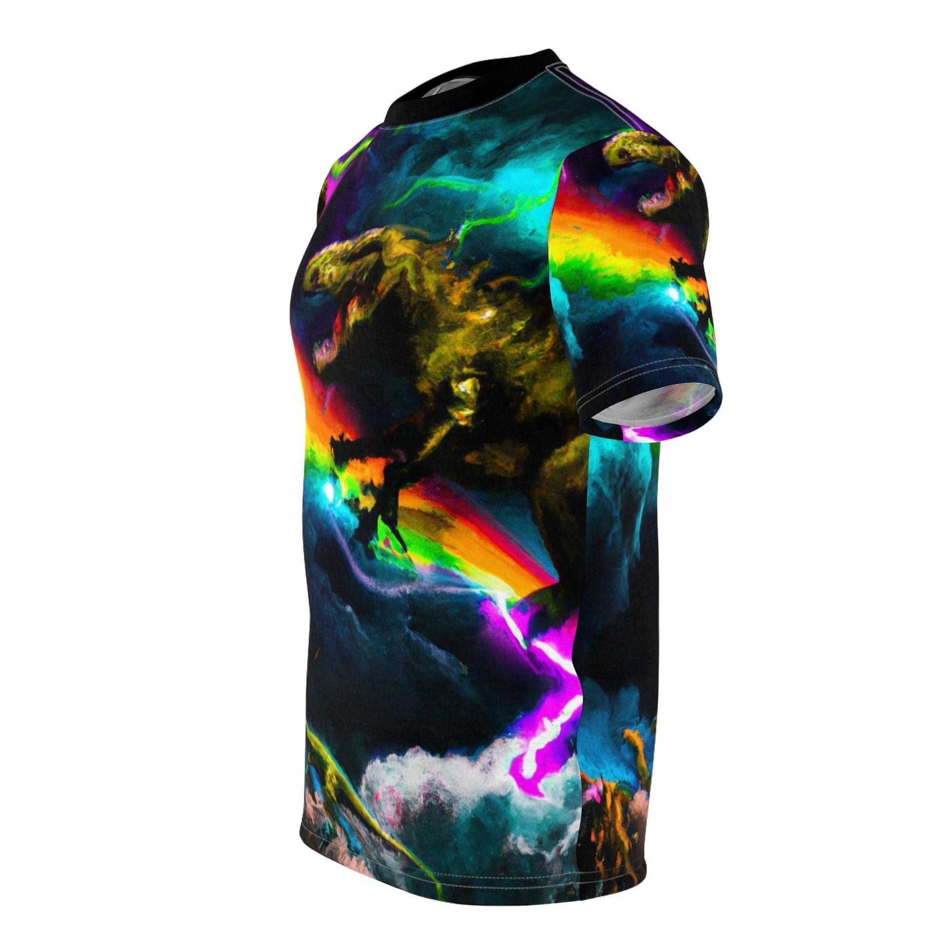 Rainbow in the Dark Dino Unisex Cut & Sew Tee (AOP) - Lizard Vigilante