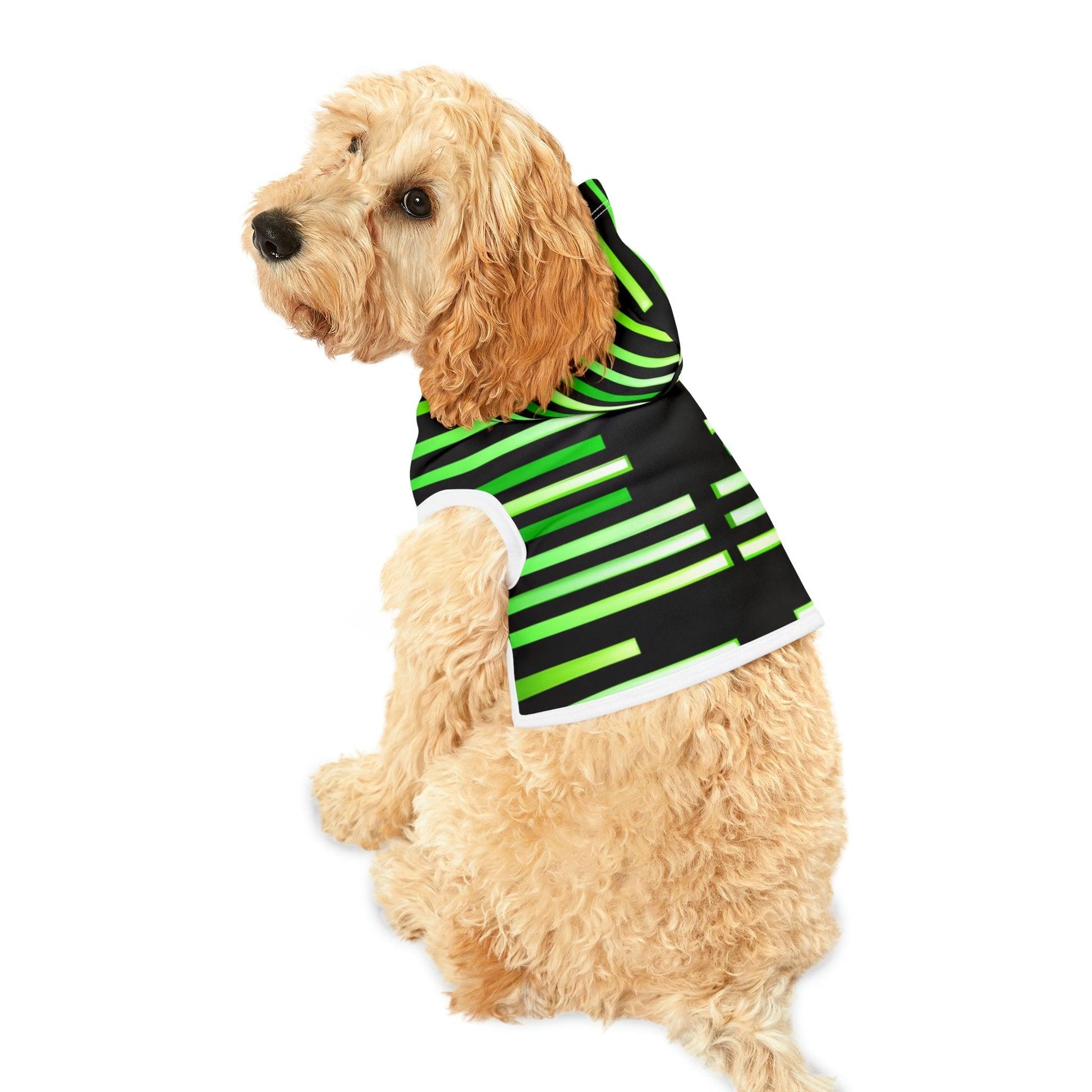 Green & Gold White Lines at Black Pet Hoodie - Lizard Vigilante